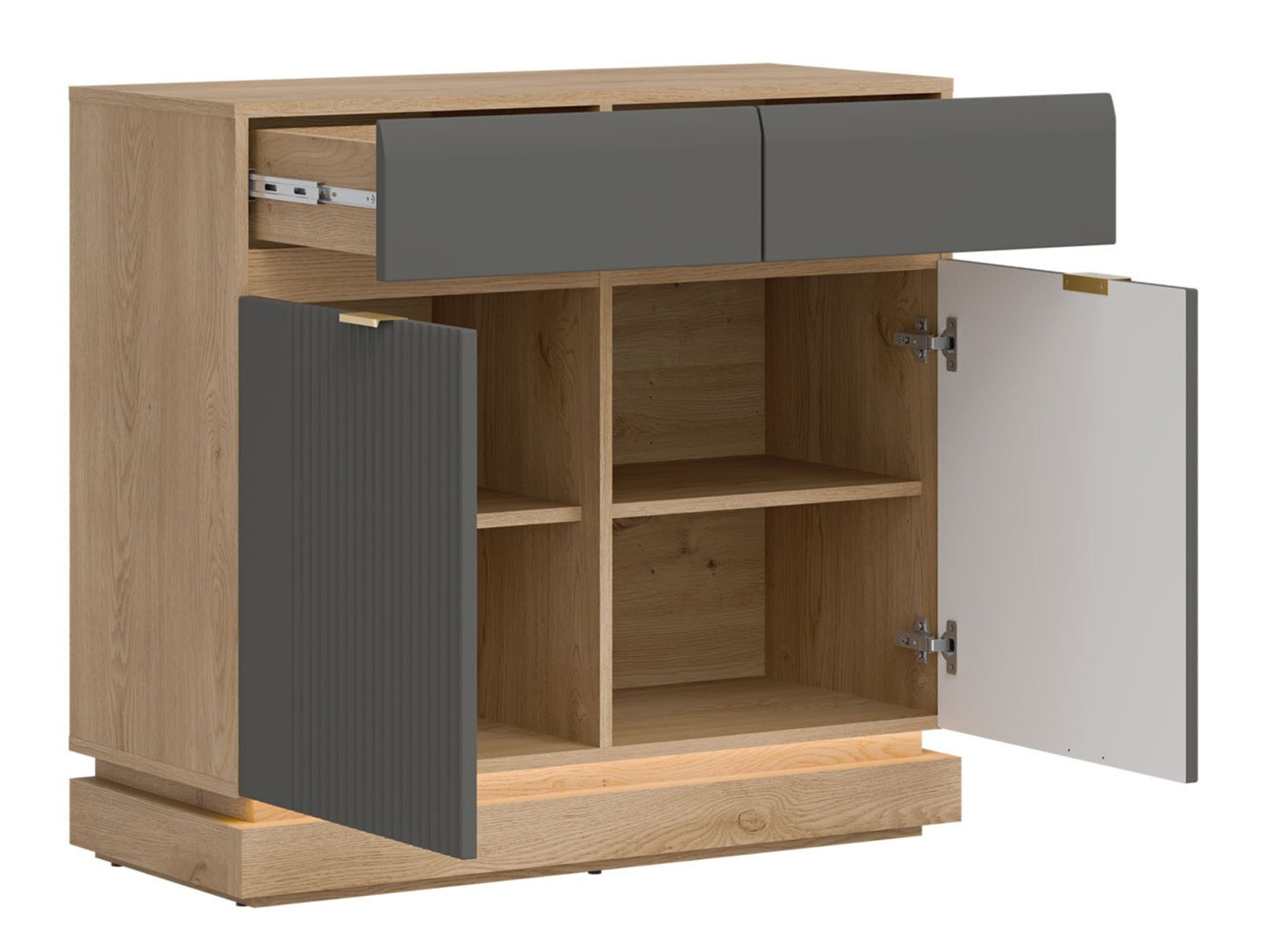 Soveværelsessæt Teselbu 117 (Grå + Egetræ)