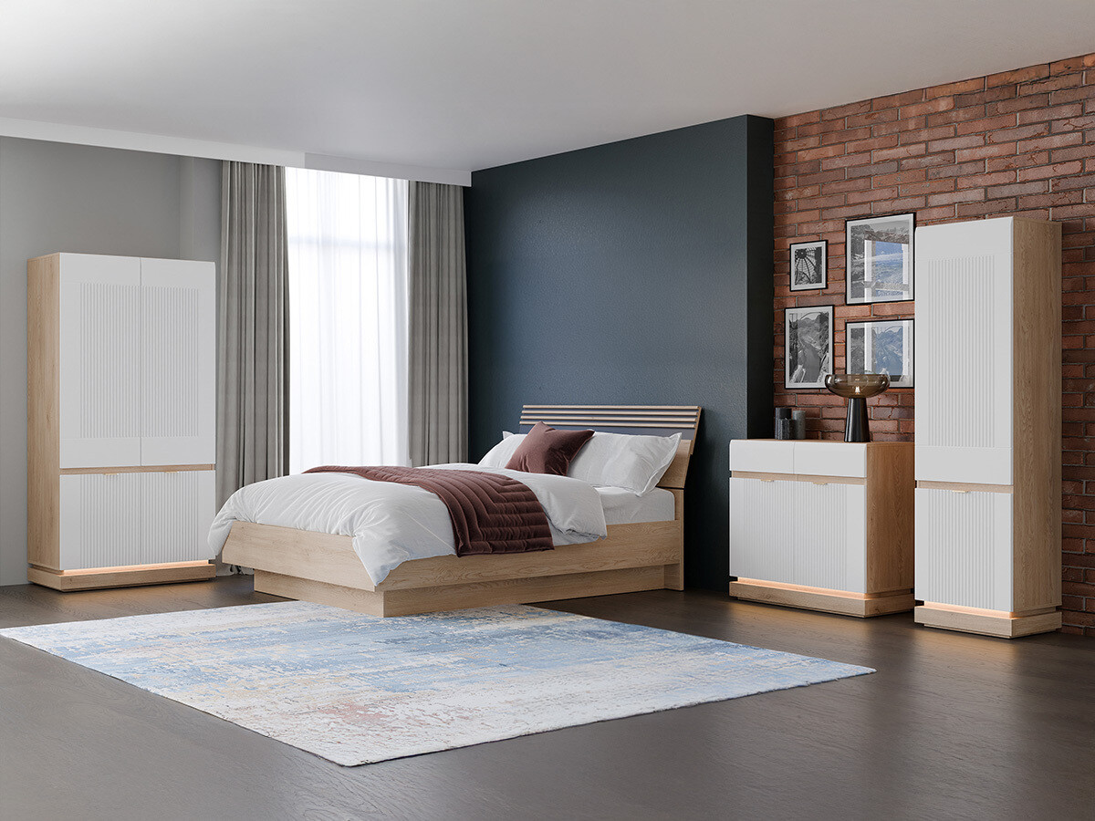 Soveværelsessæt Teselbu 117 (Hvid + Egetræ)