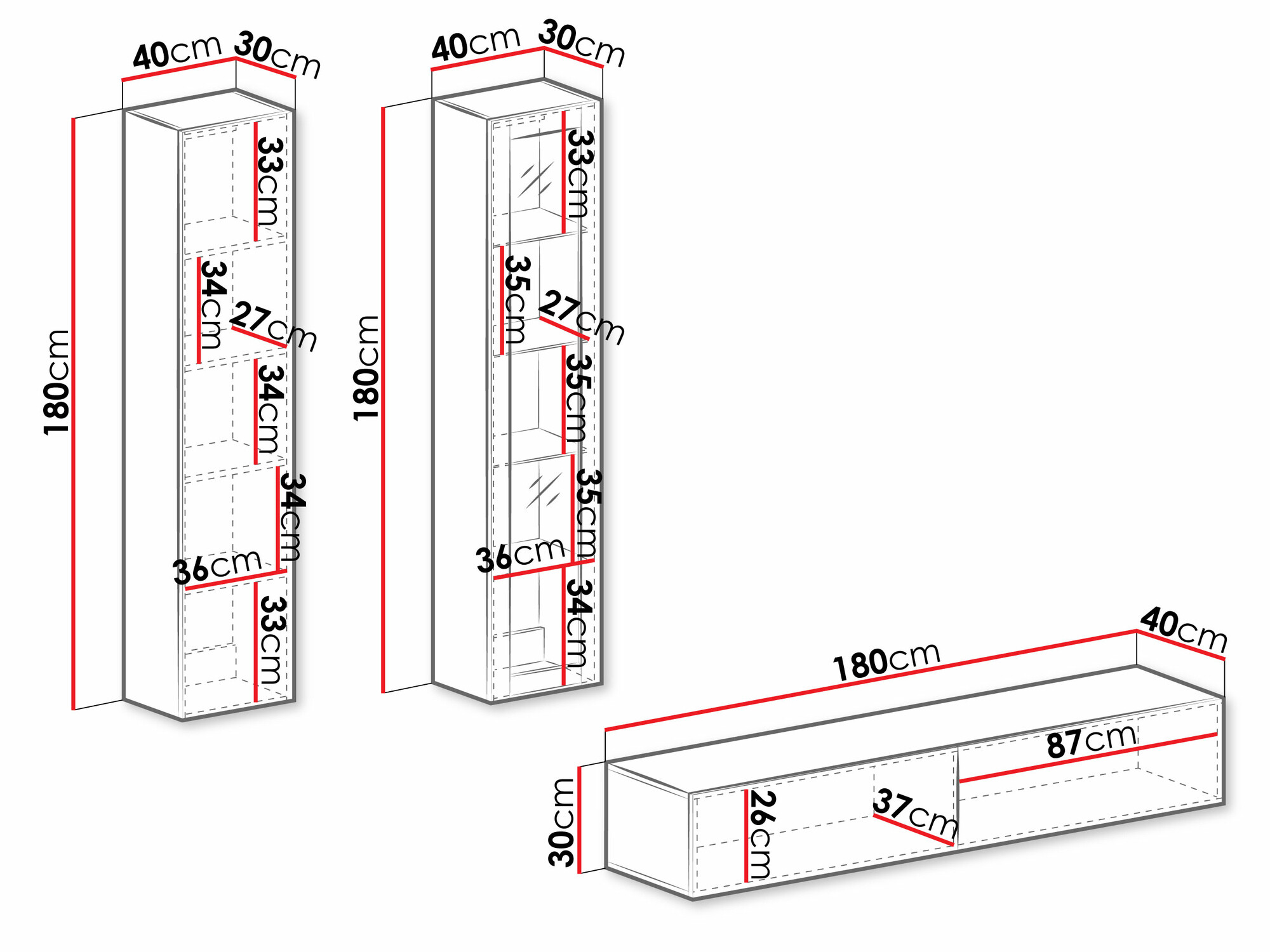 Stuemøbelsæt Venenou 102 (Grå + Gloss grå)