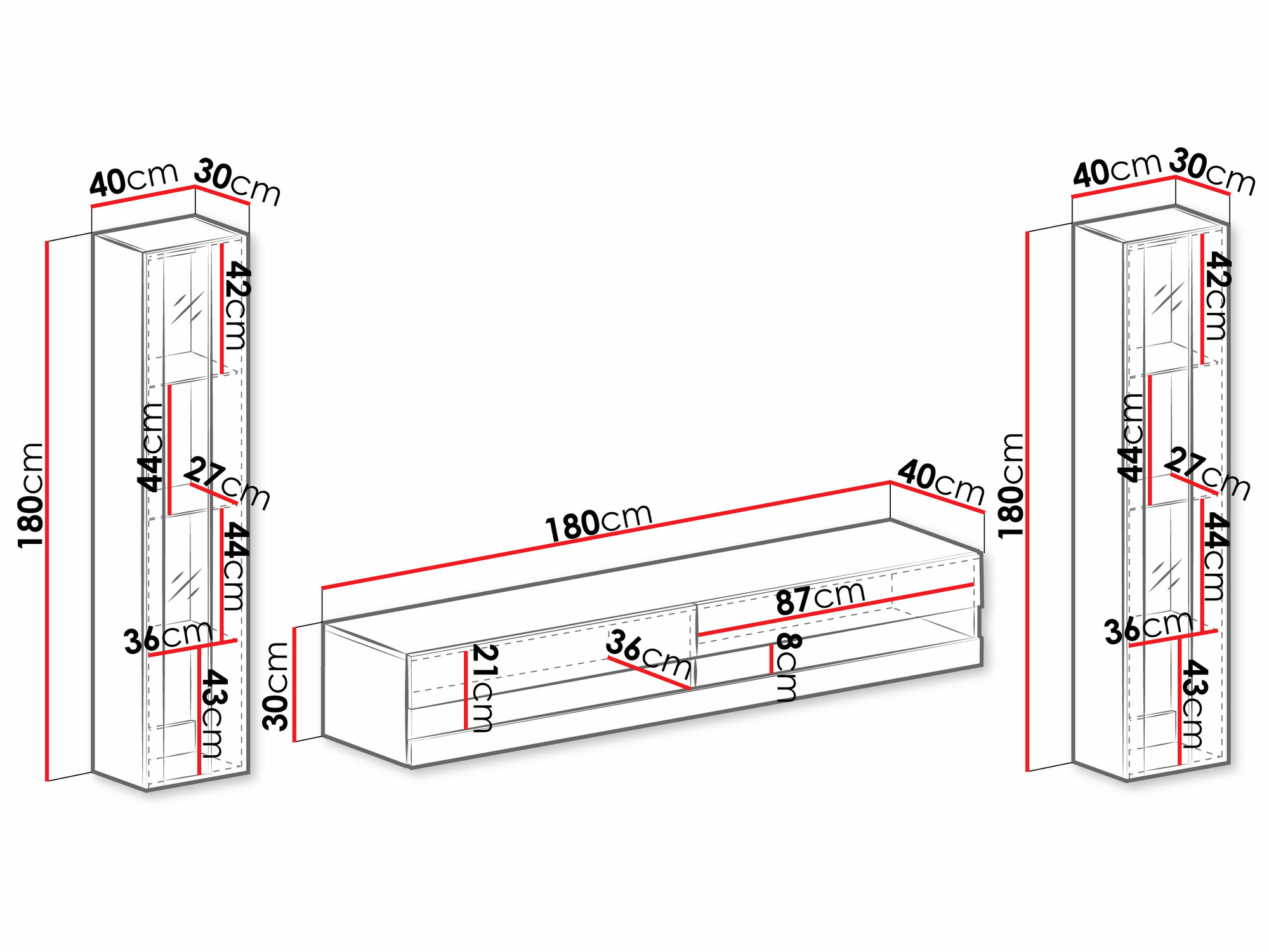Stuemøbelsæt Venenou 112 (Grå + Gloss grå)