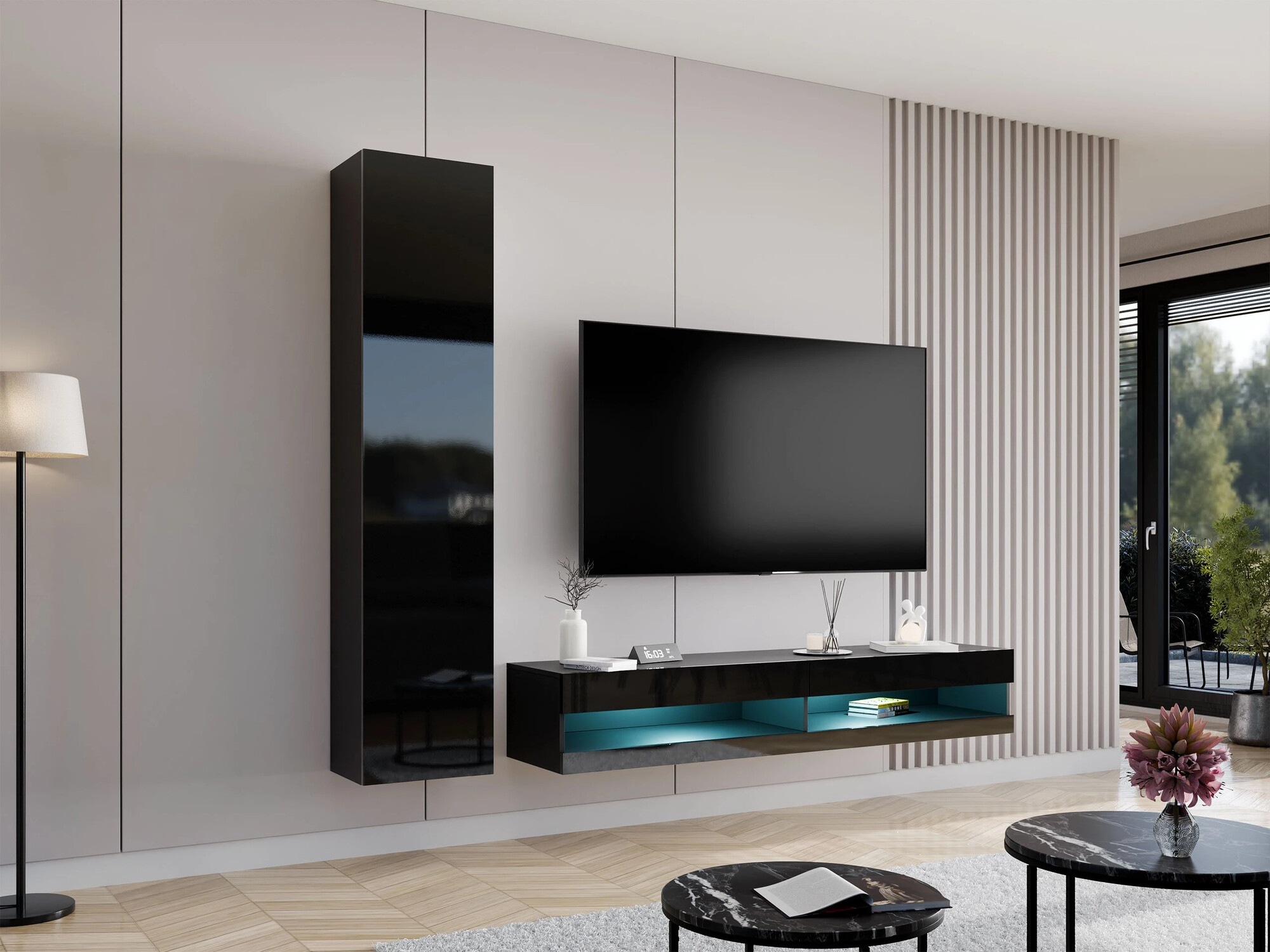 Stuemøbelsæt Venenou 114 (Sort + Blank sort)