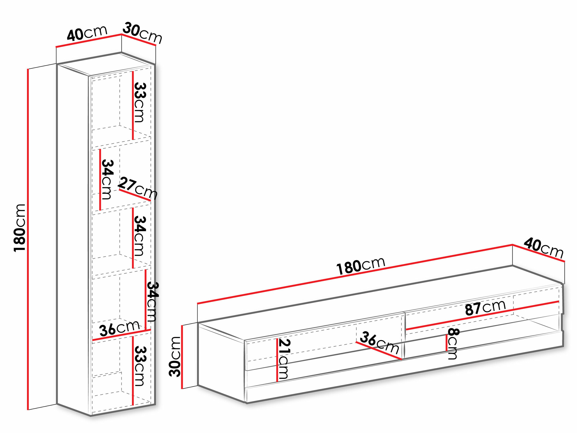 Stuemøbelsæt Venenou 114 (Sort + Blank sort)