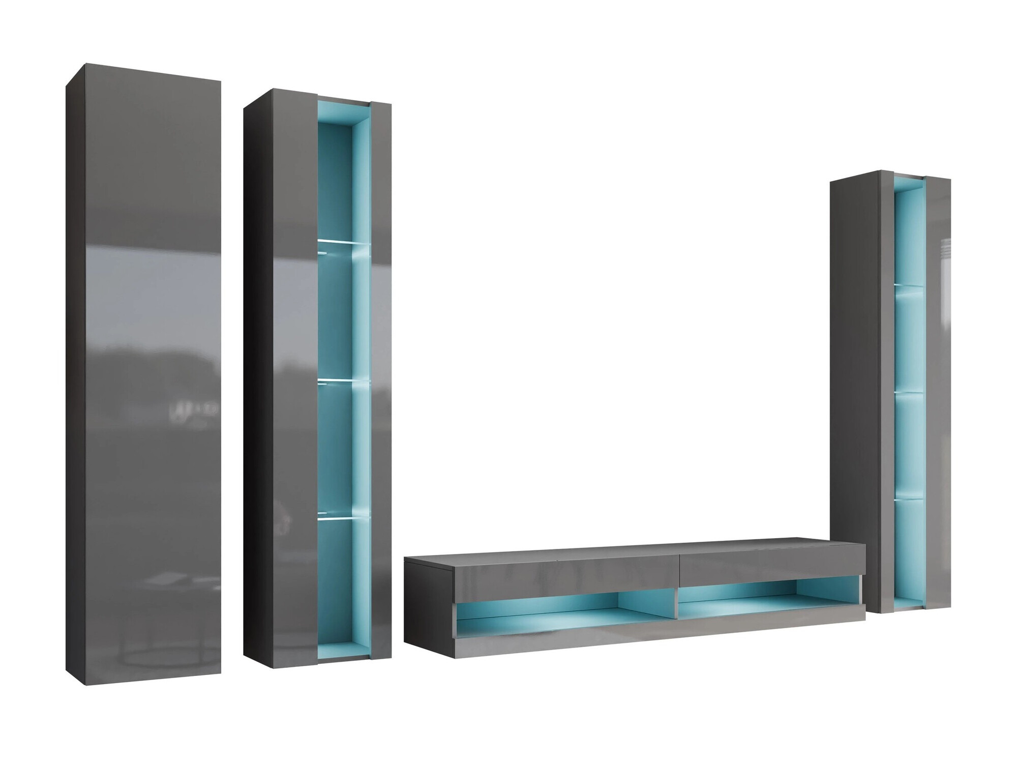 Stuemøbelsæt Venenou 116 (Grå + Gloss grå)