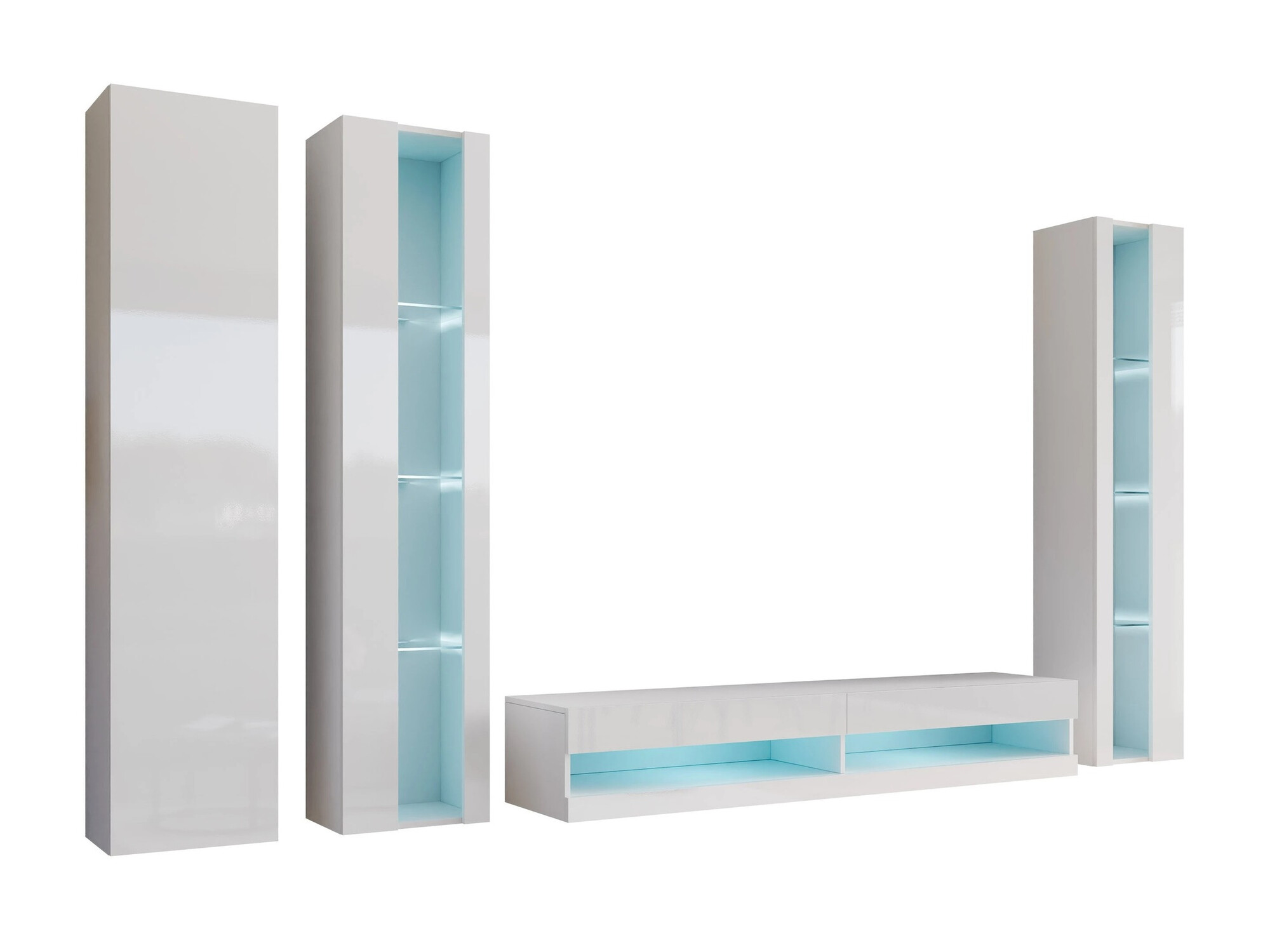 Stuemøbelsæt Venenou 116 (Hvid + Glansfuld hvid)