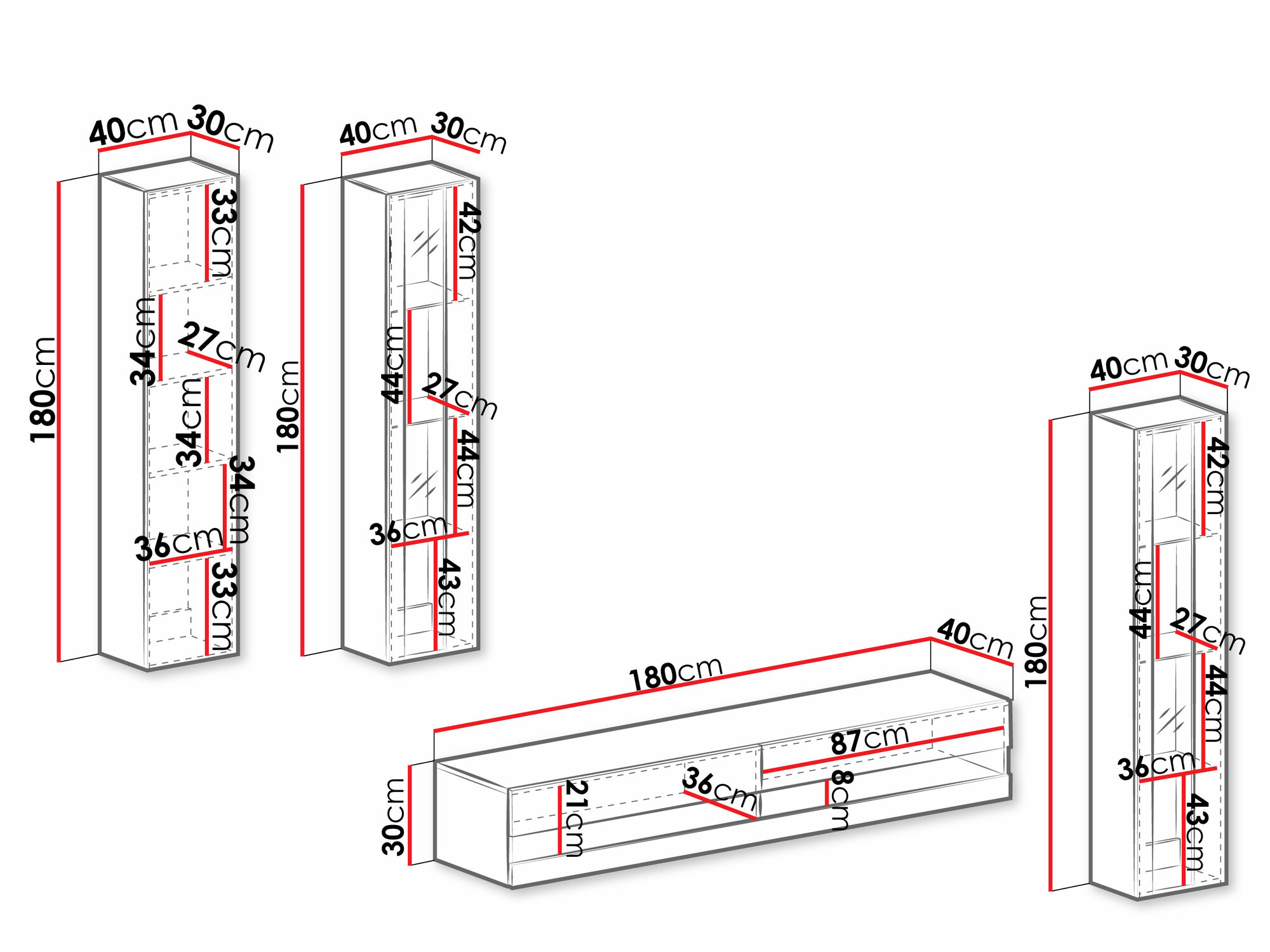 Stuemøbelsæt Venenou 116 (Sort + Blank sort)