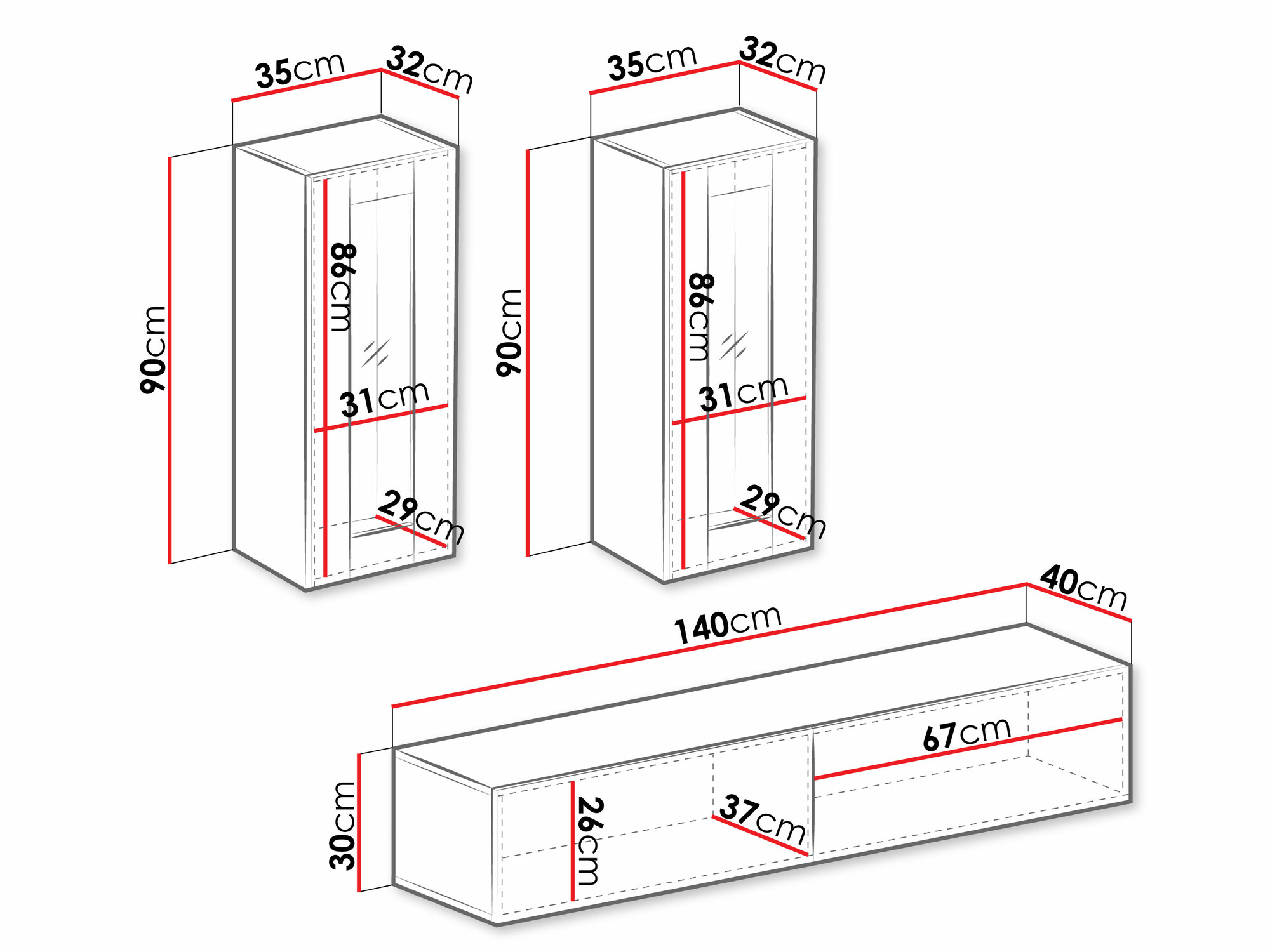 Stuemøbelsæt Venenou 139 (Hvid + Glansfuld hvid)