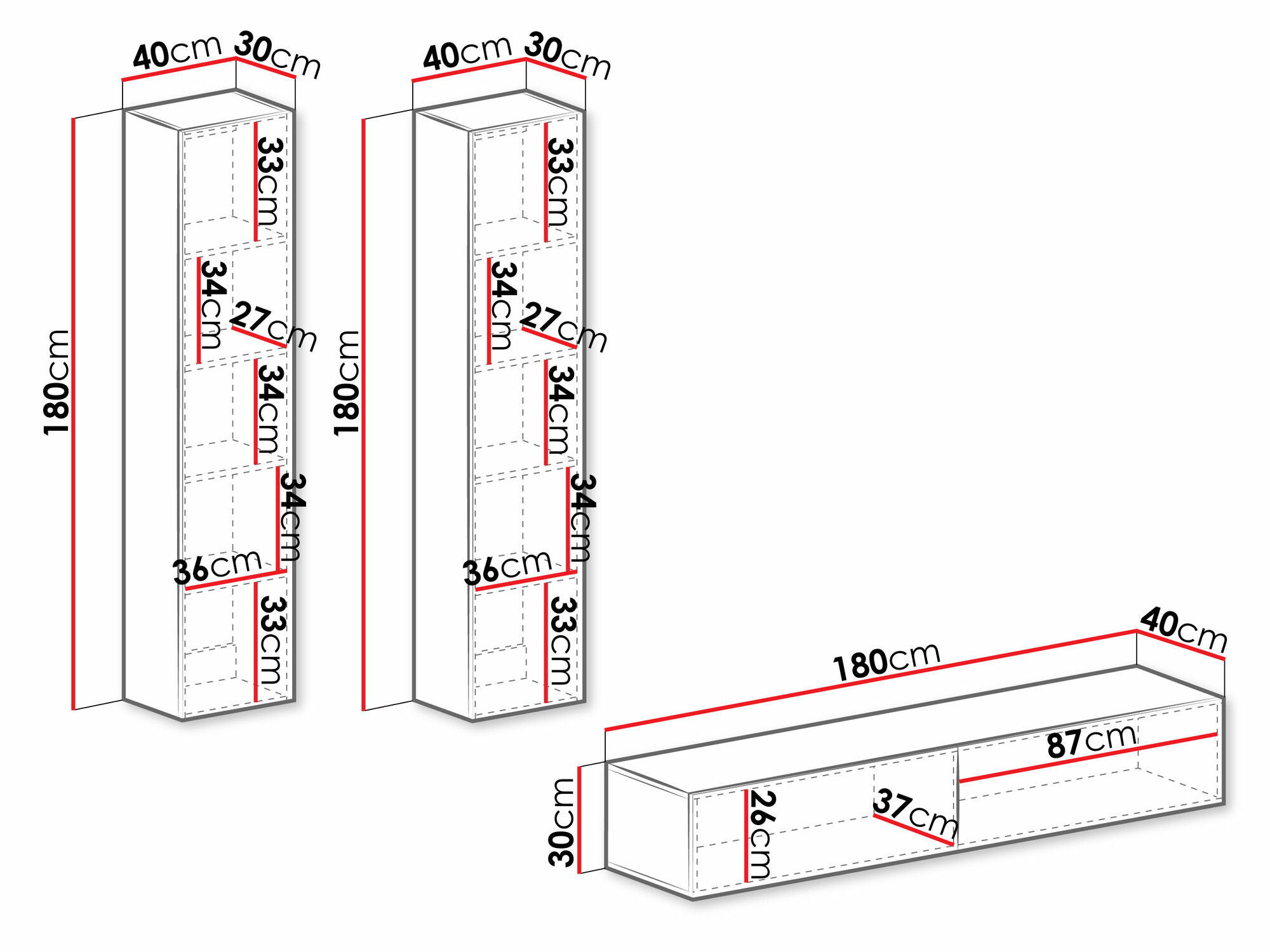 Stuemøbelsæt Vilrin II (Hvid + Glansfuld hvid)