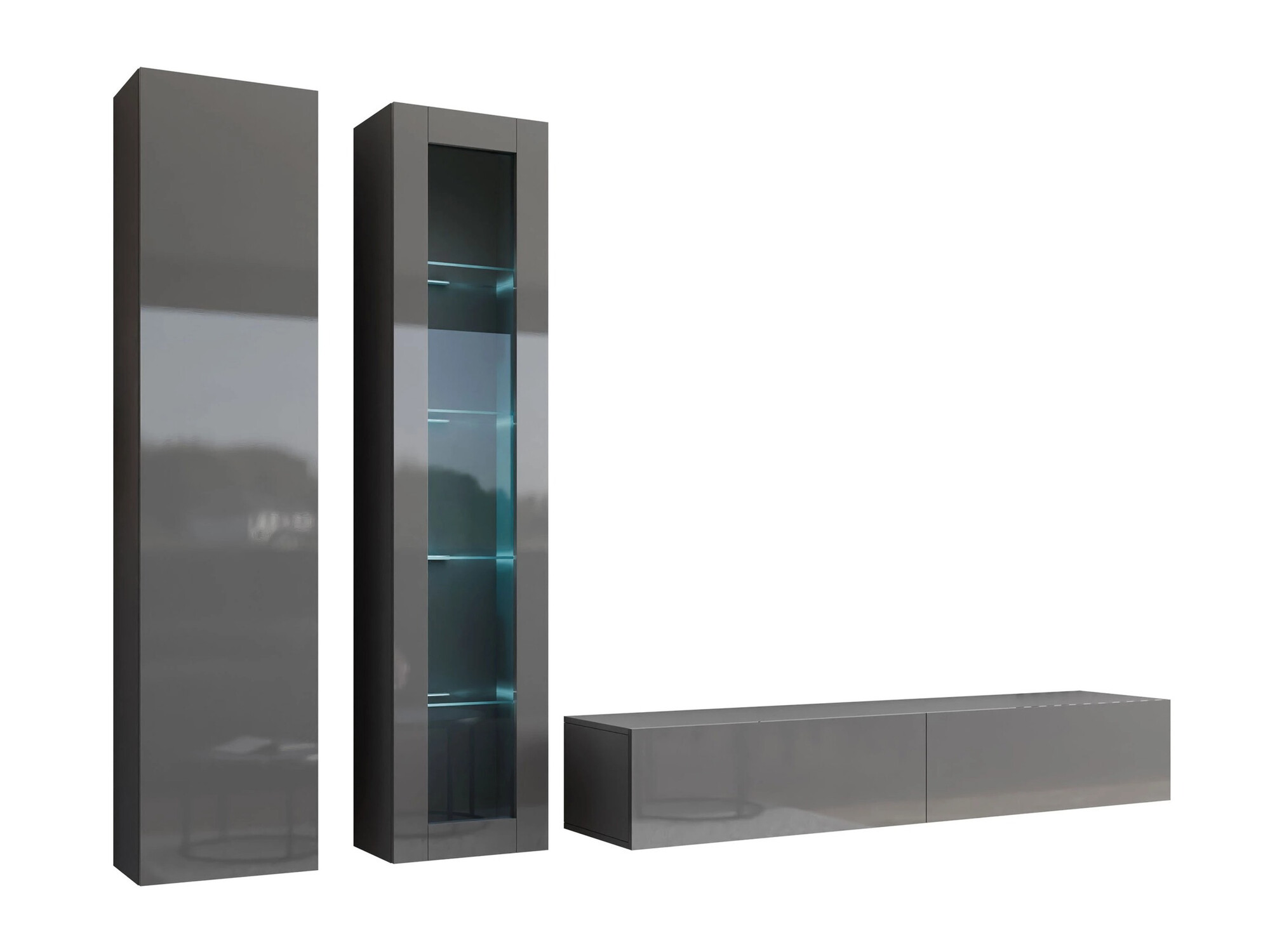 Stuemøblersæt Venenou 102 (Grå + Gloss grå)