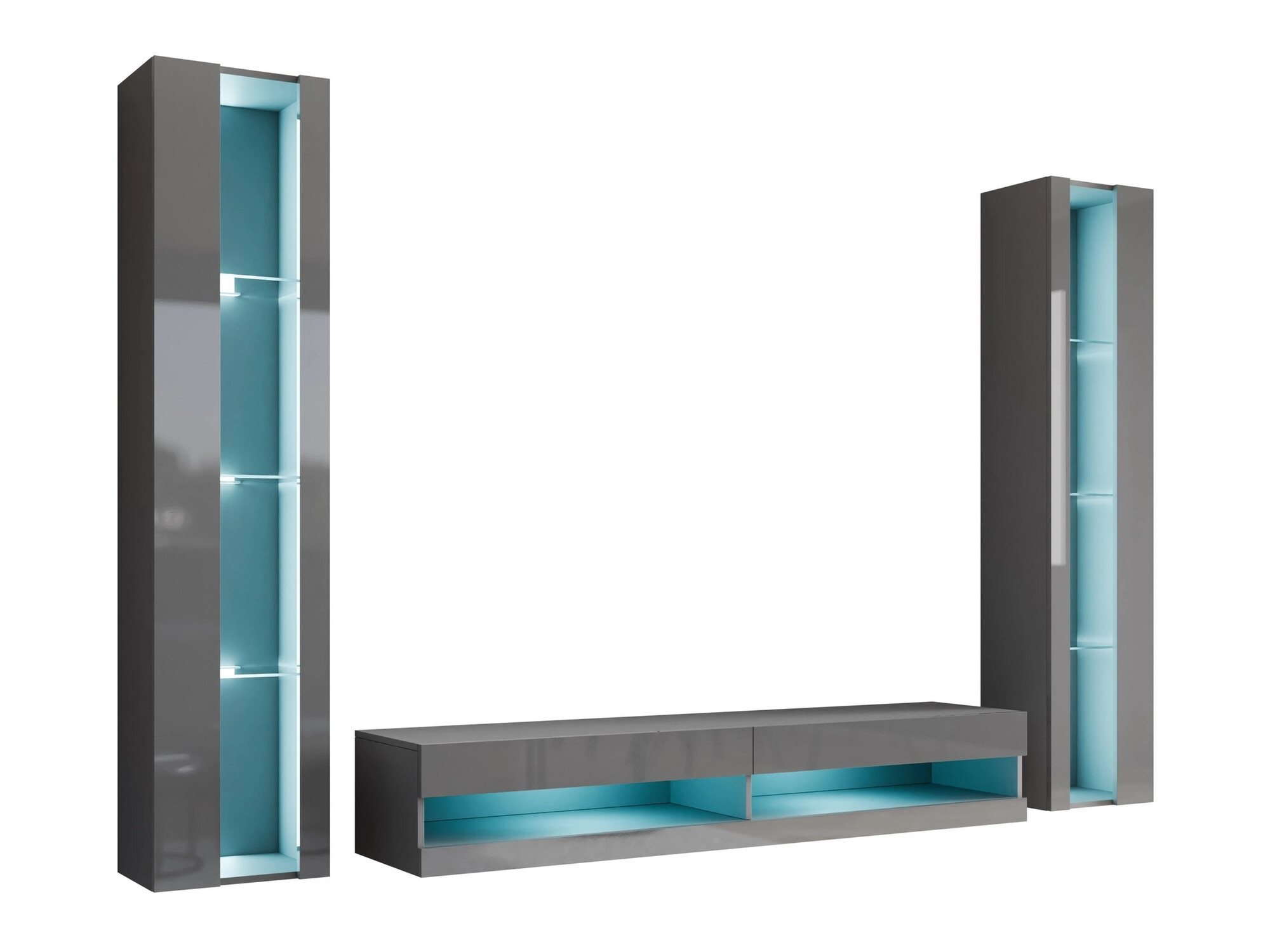 Stuemøblersæt Venenou 112 (Grå + Gloss grå)