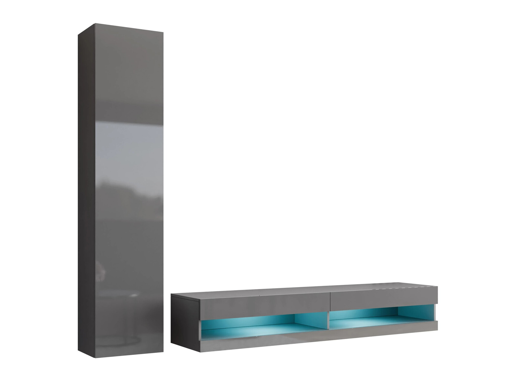 Stuemøblersæt Venenou 114 (Grå + Gloss grå)