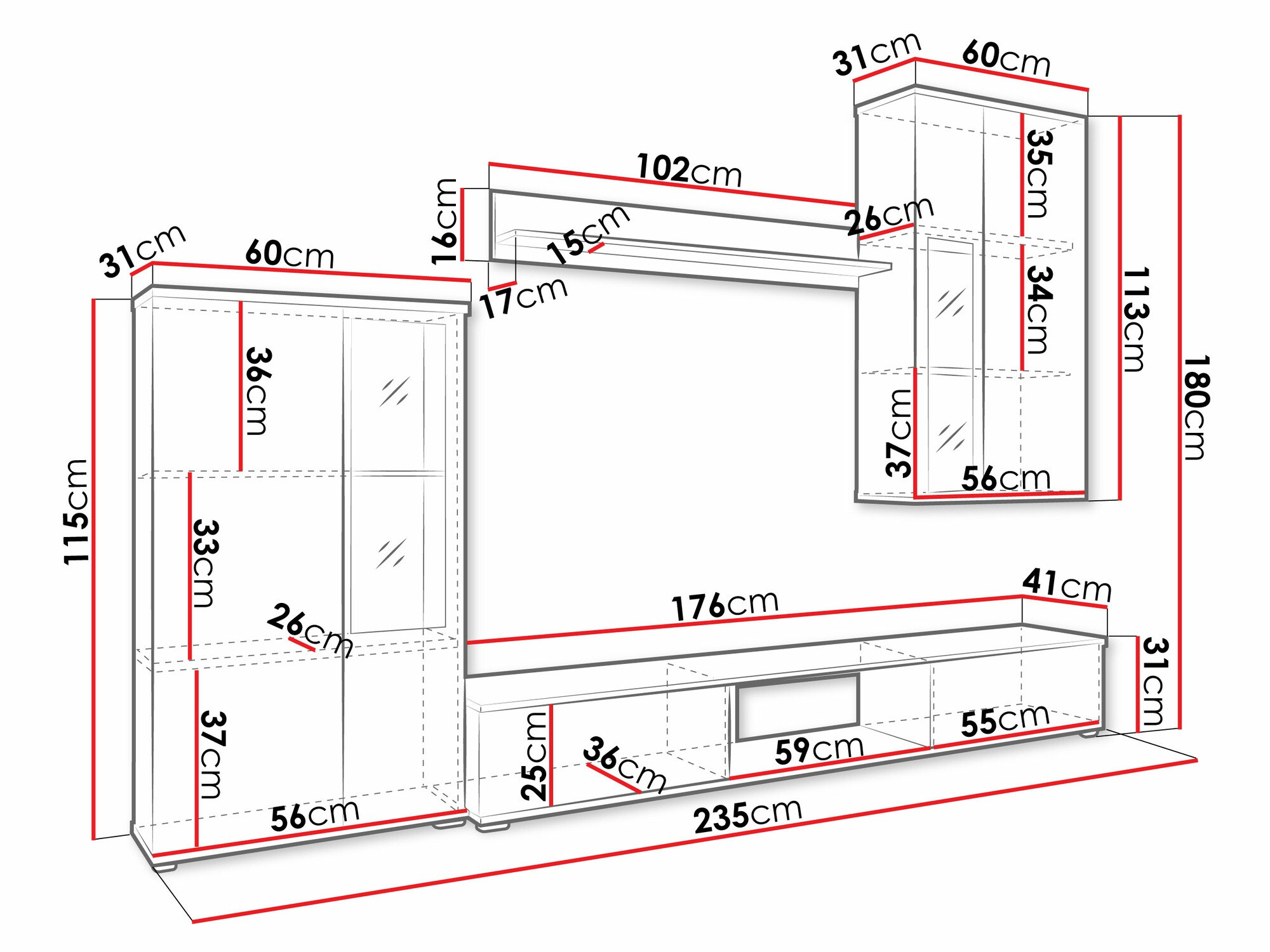 Stuemøbelsæt Tucson 100 (Hvid)