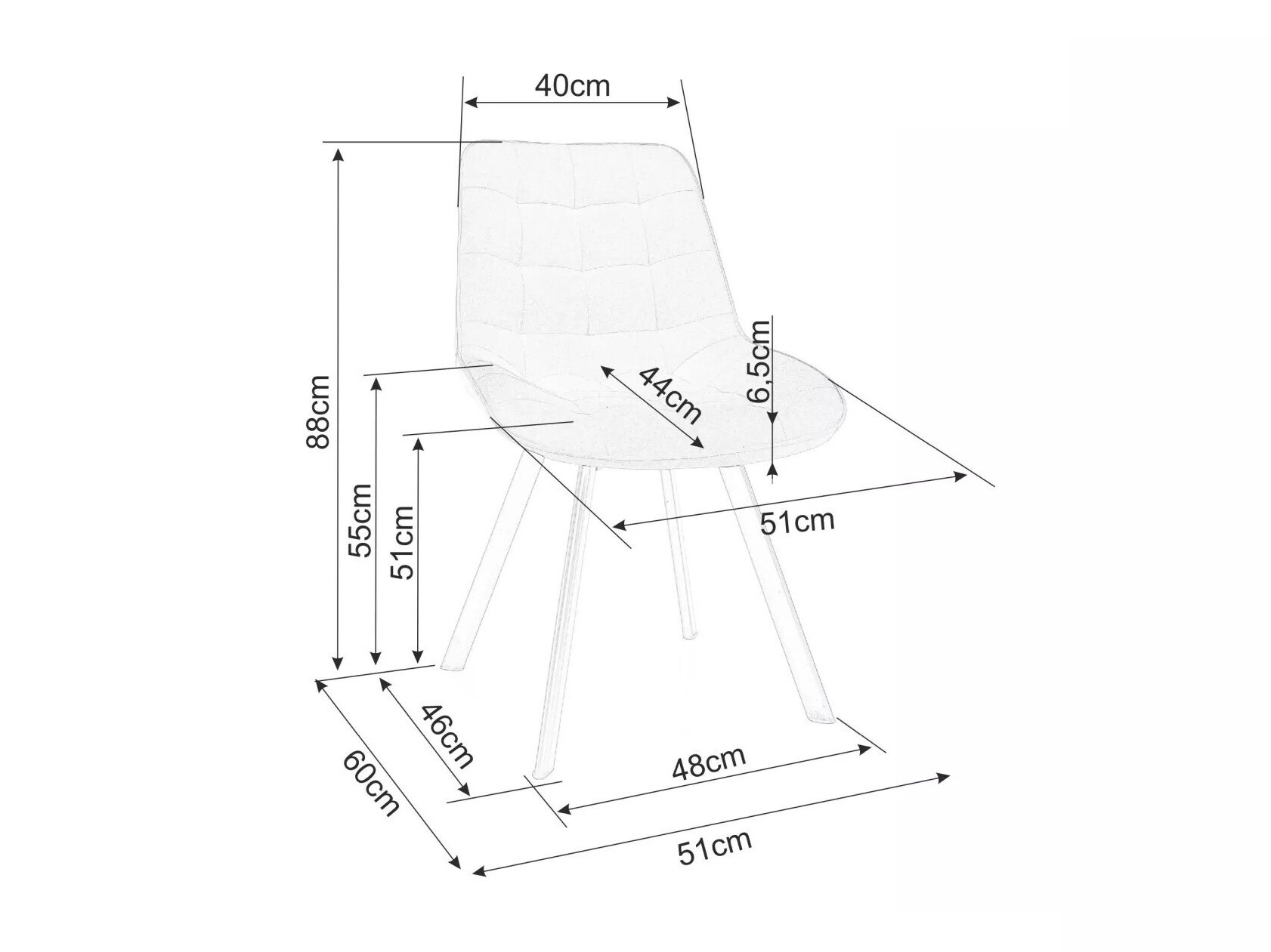 Stol Detroit 747 (Sort)