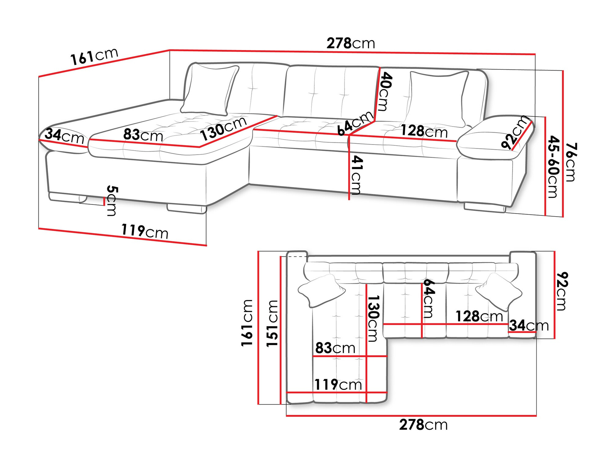 Hjørnesofa Comfivo Serenitas (Lux 06 + Lux 05)