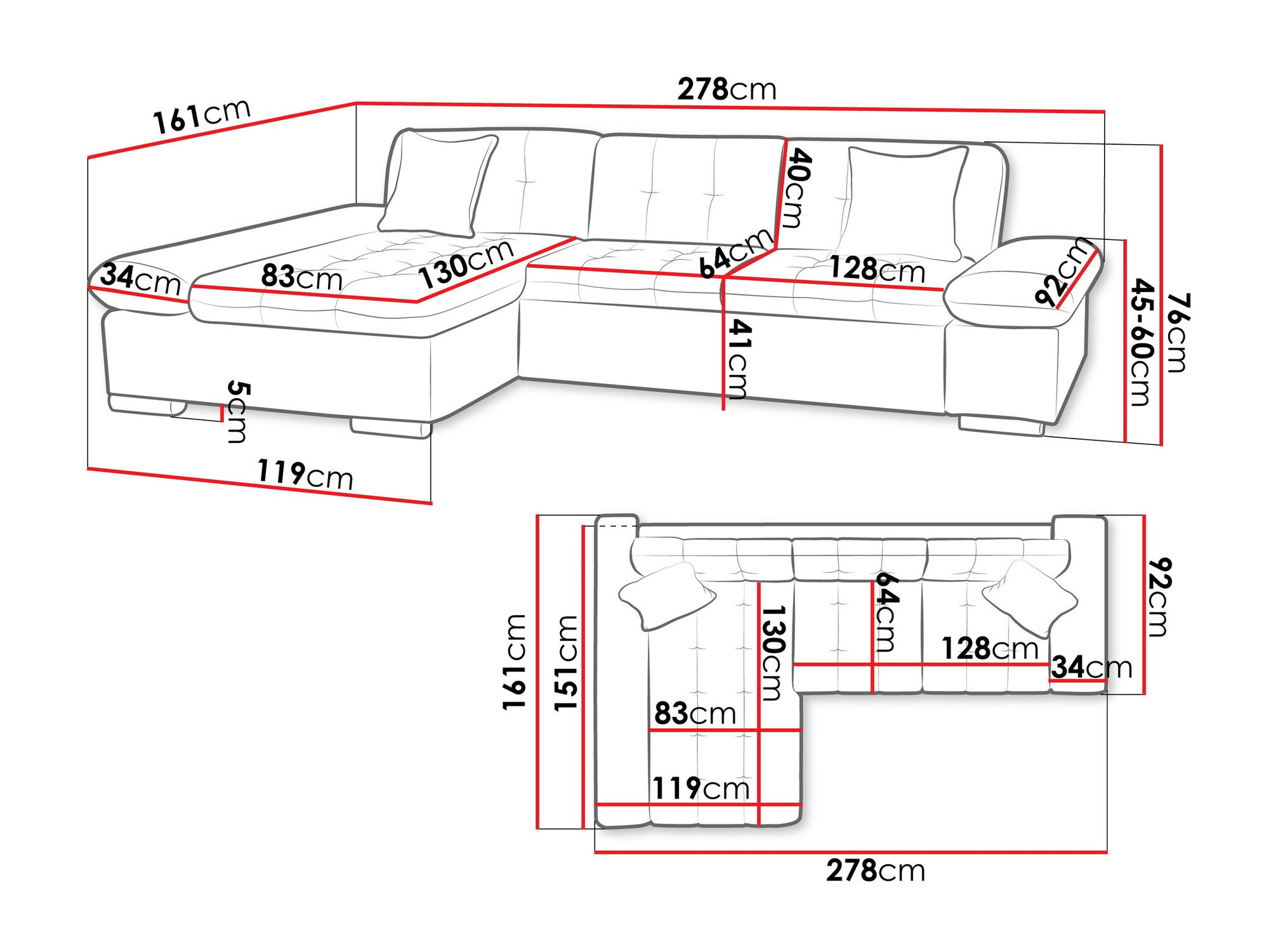 Hjørnesofa Comfivo Serenitas (Lux 06 + Lux 05)