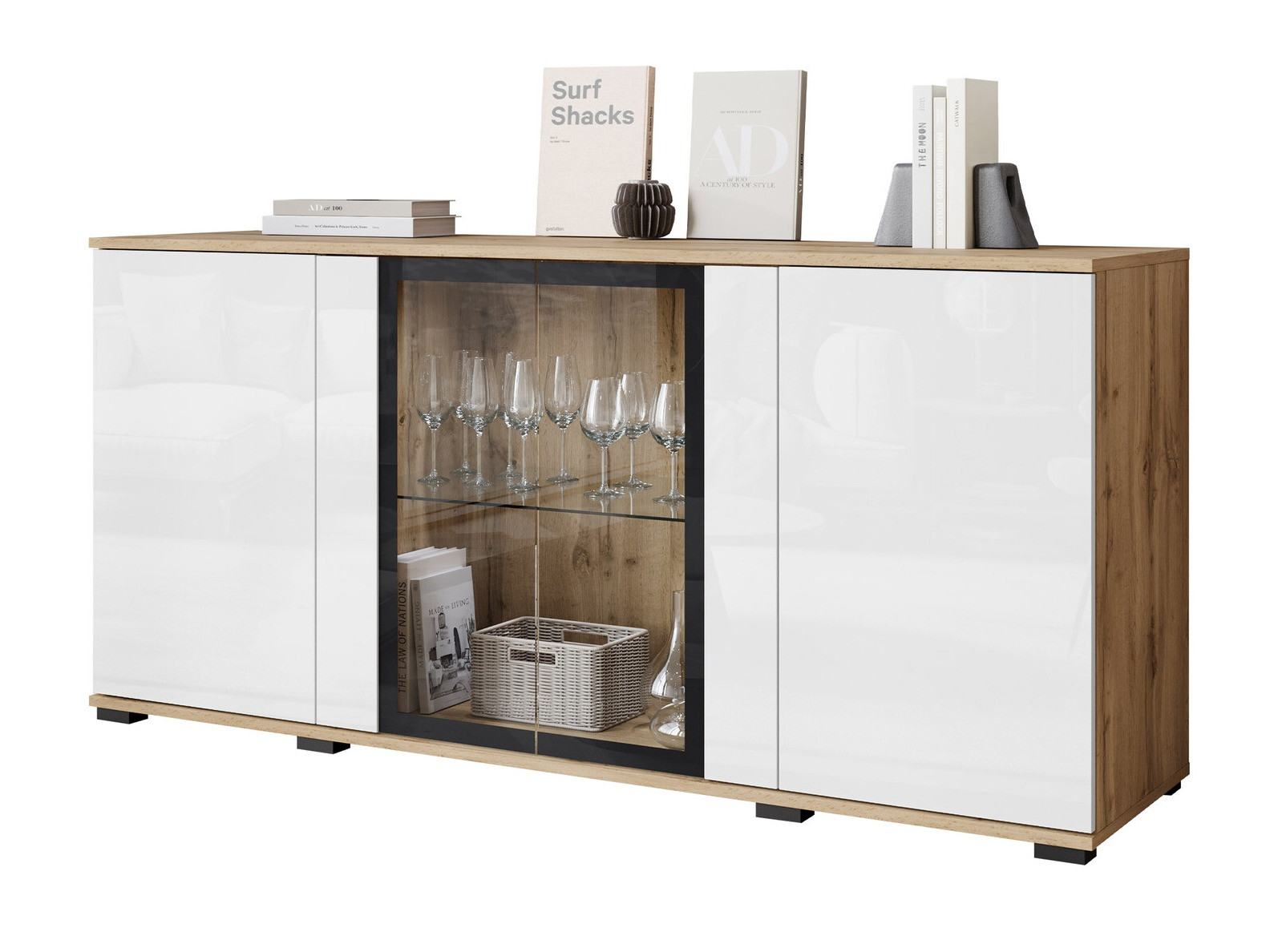 Skænk Torcame 102 (Wotan eg + Glansfuld hvid)