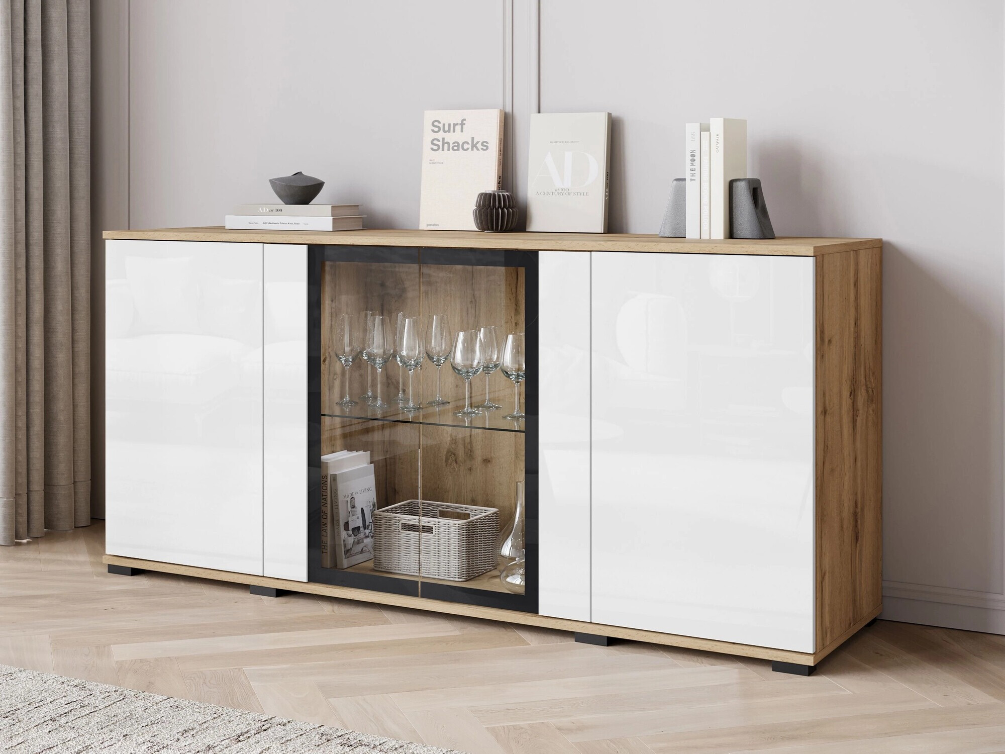 Skænk Torcame 102 (Wotan eg + Glansfuld hvid)