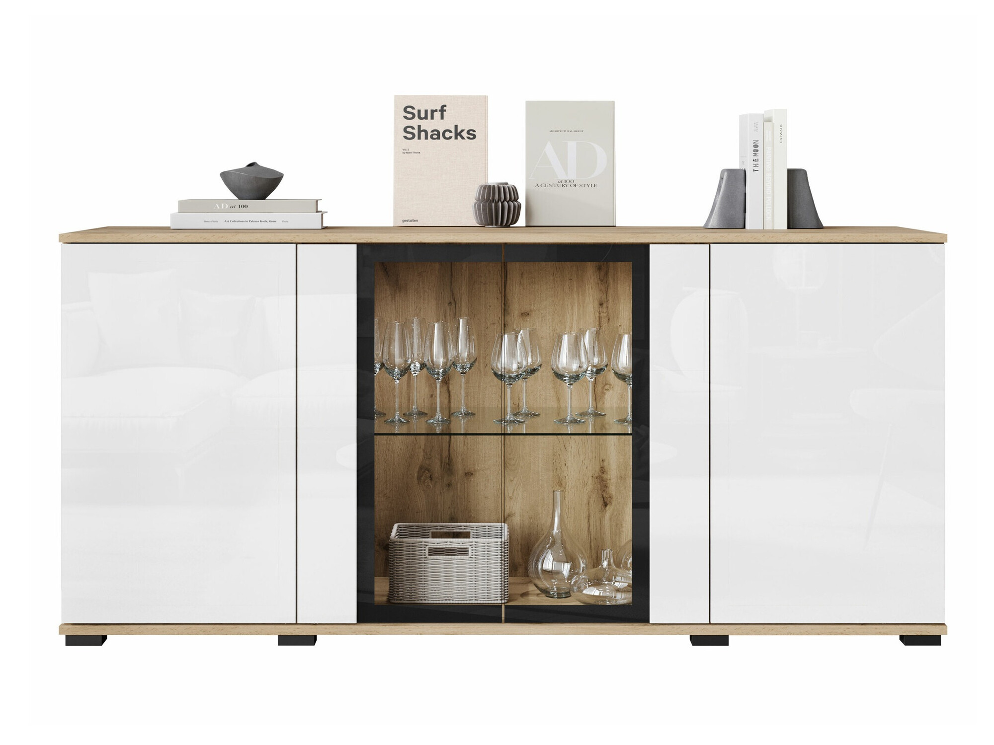 Skænk Torcame 102 (Wotan eg + Glansfuld hvid)