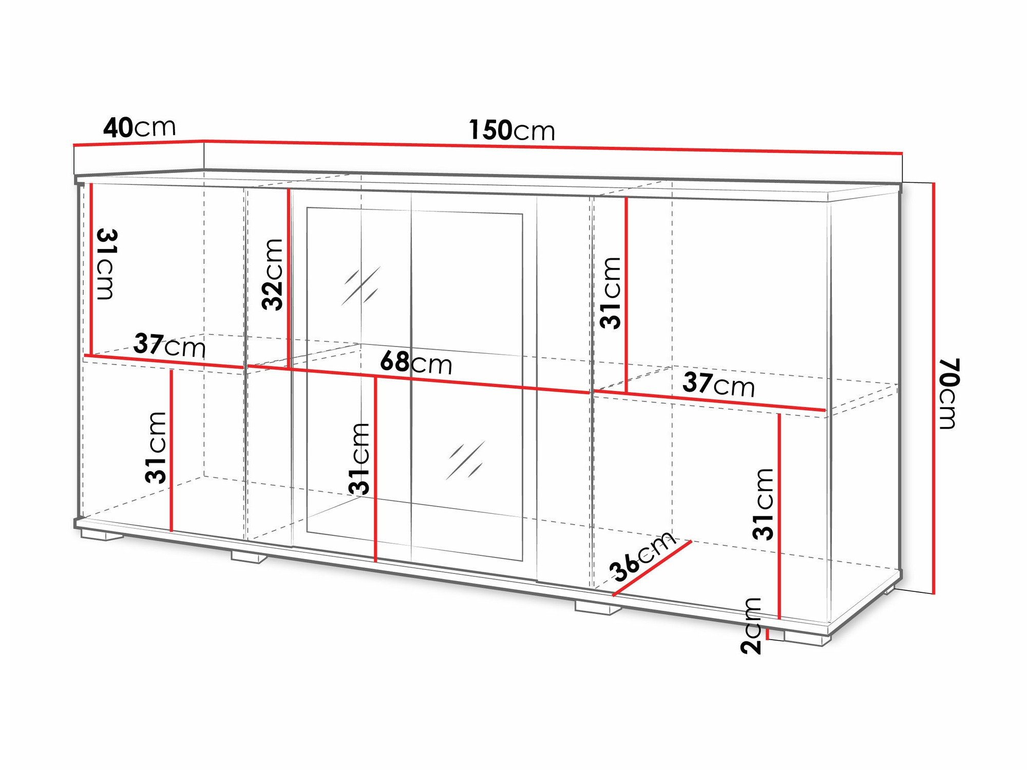 Skænk Torcame 102 (Wotan eg + Glansfuld hvid)