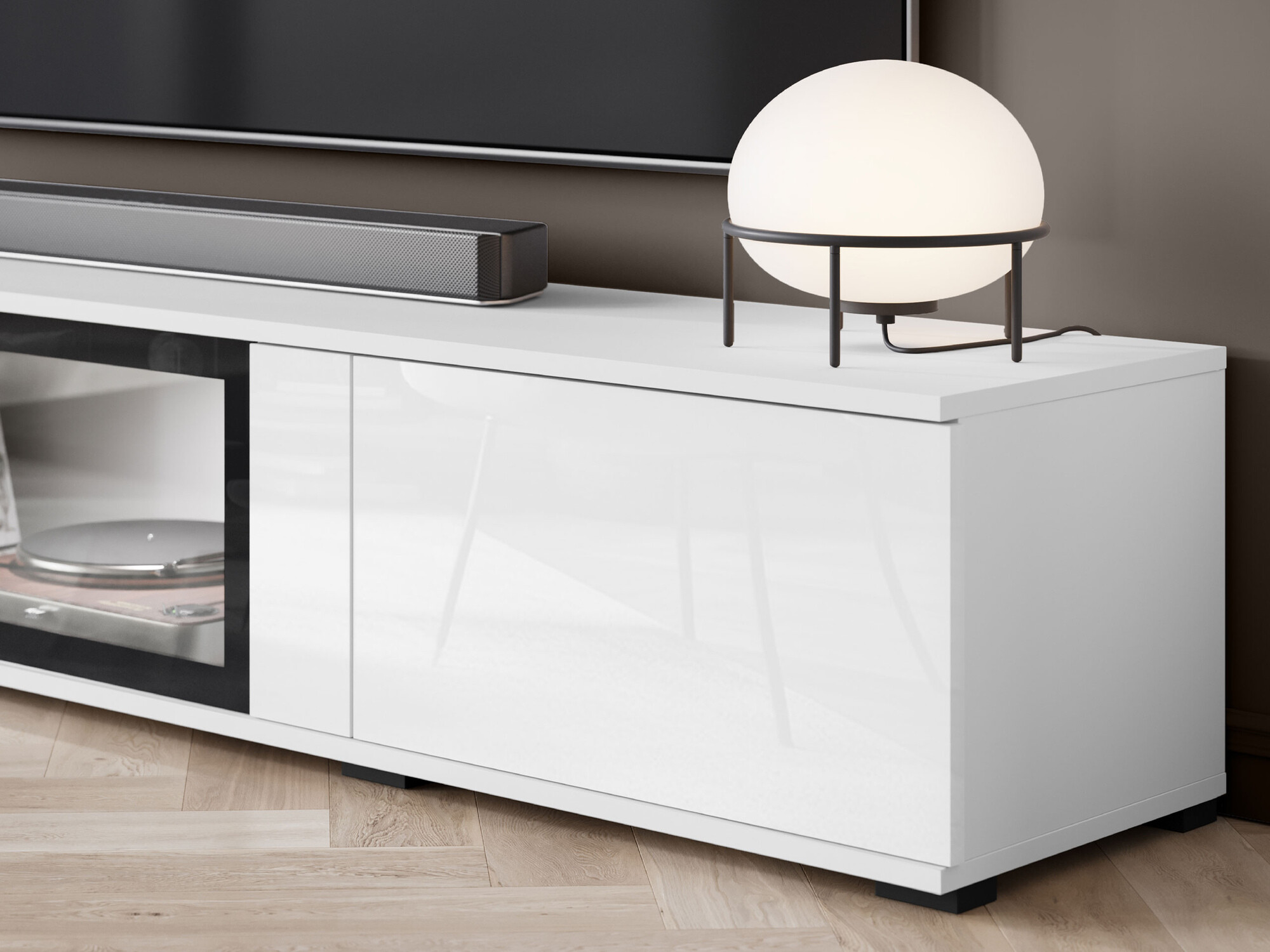 Stuemøbelsæt Torcame 103 (Hvid + Glansfuld hvid)