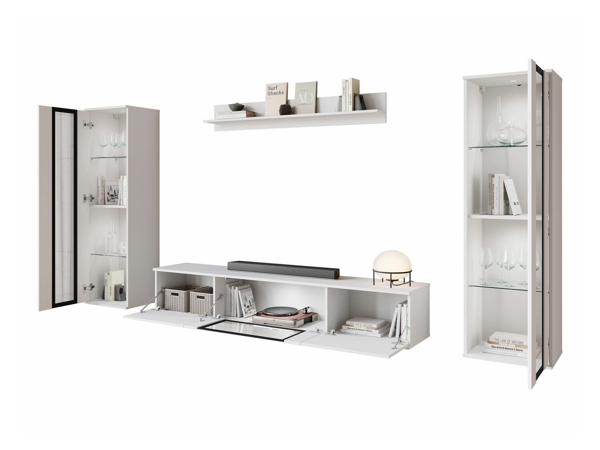 Stuemøbelsæt Torcame 103 (Hvid + Glansfuld hvid)