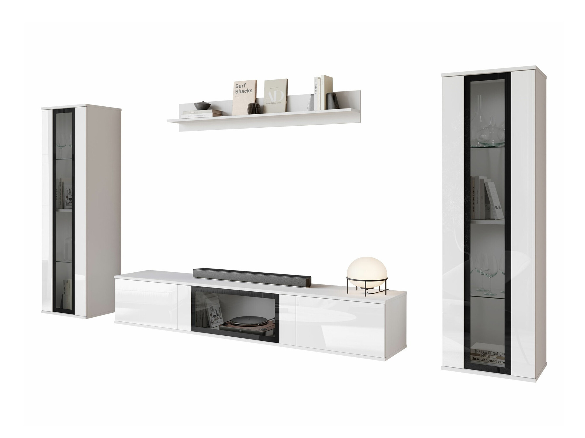 Stuemøbelsæt Torcame 103 (Hvid + Glansfuld hvid)