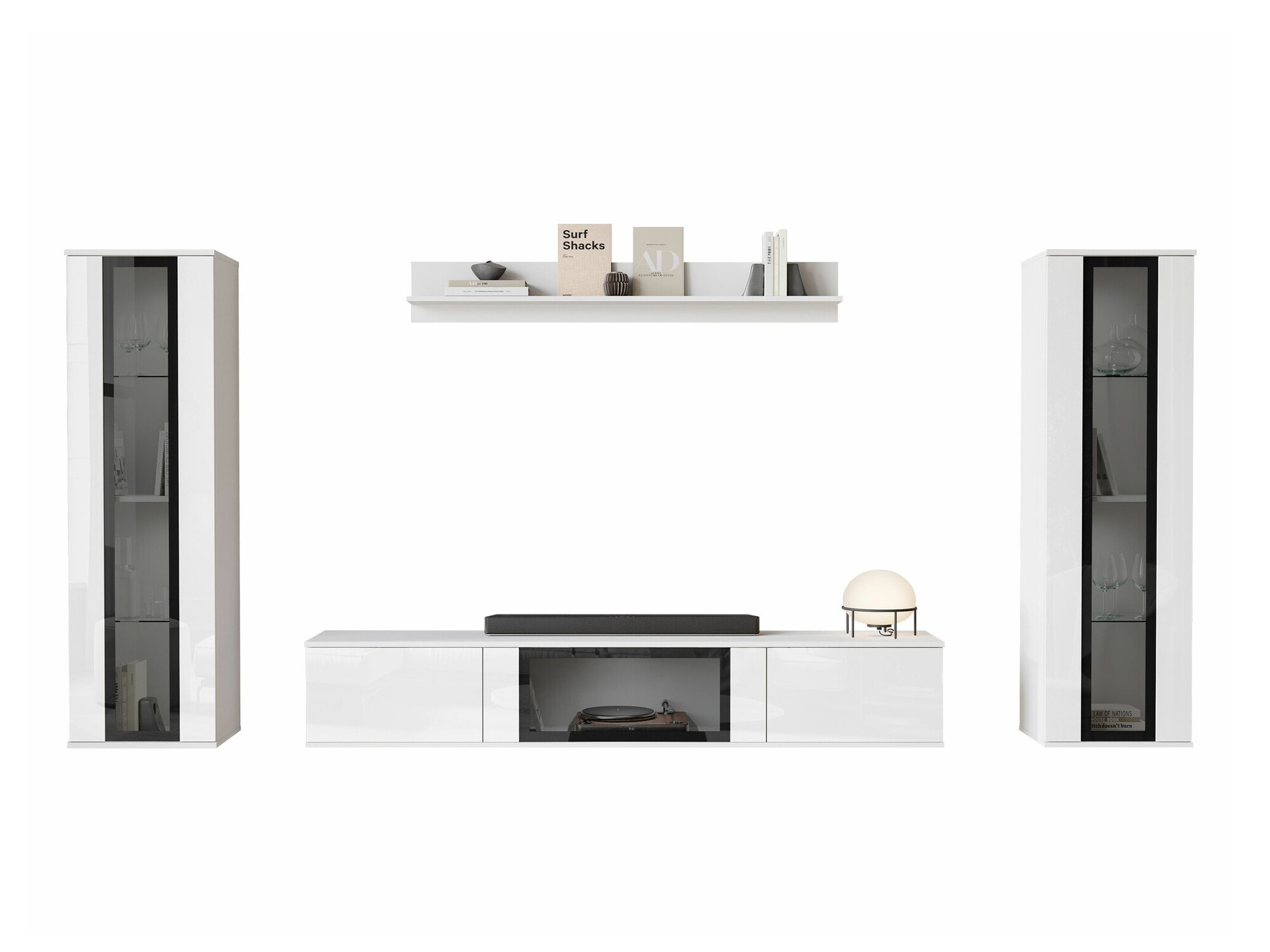 Stuemøbelsæt Torcame 103 (Hvid + Glansfuld hvid)