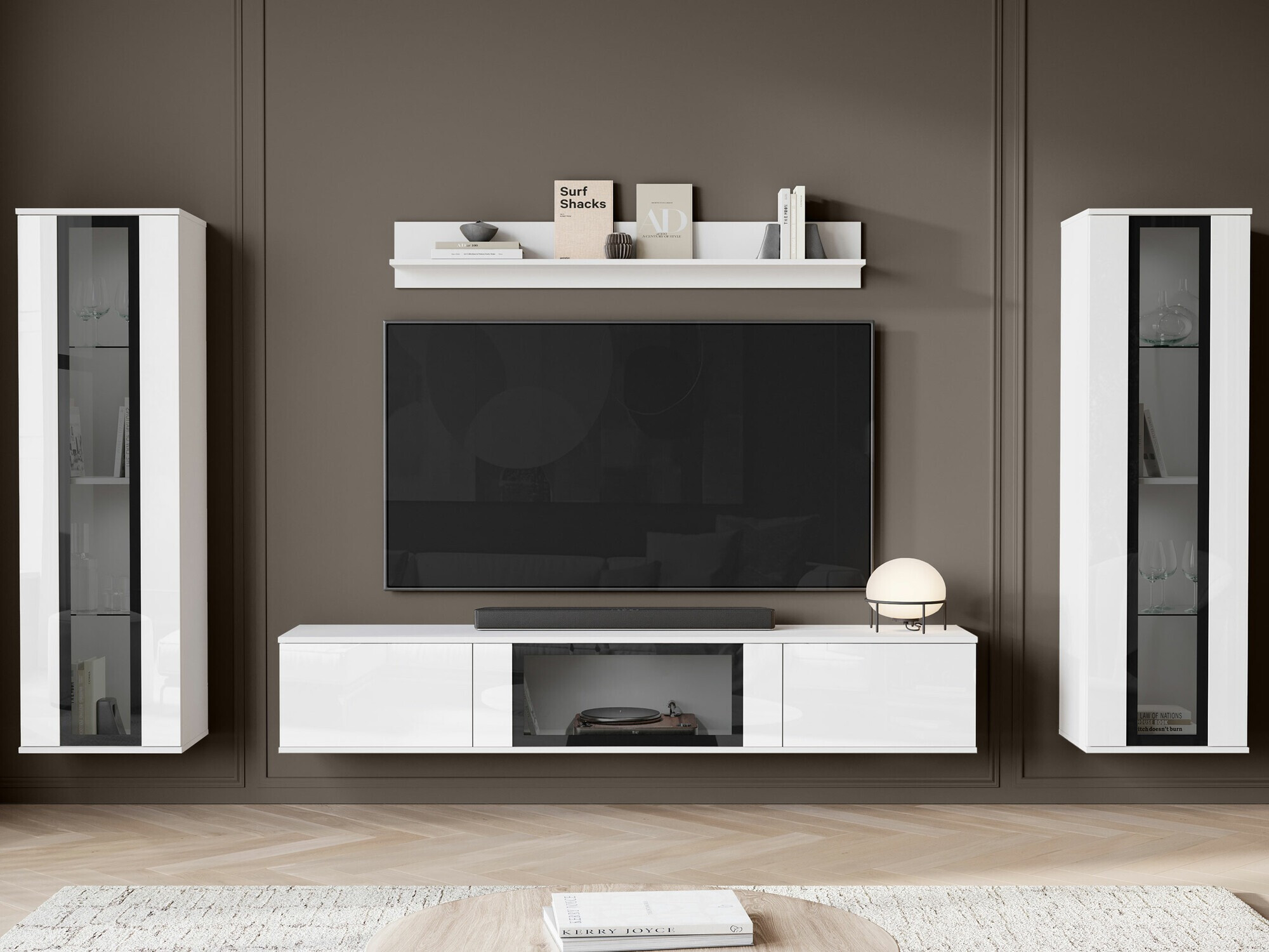 Stuemøbelsæt Torcame 103 (Hvid + Glansfuld hvid)