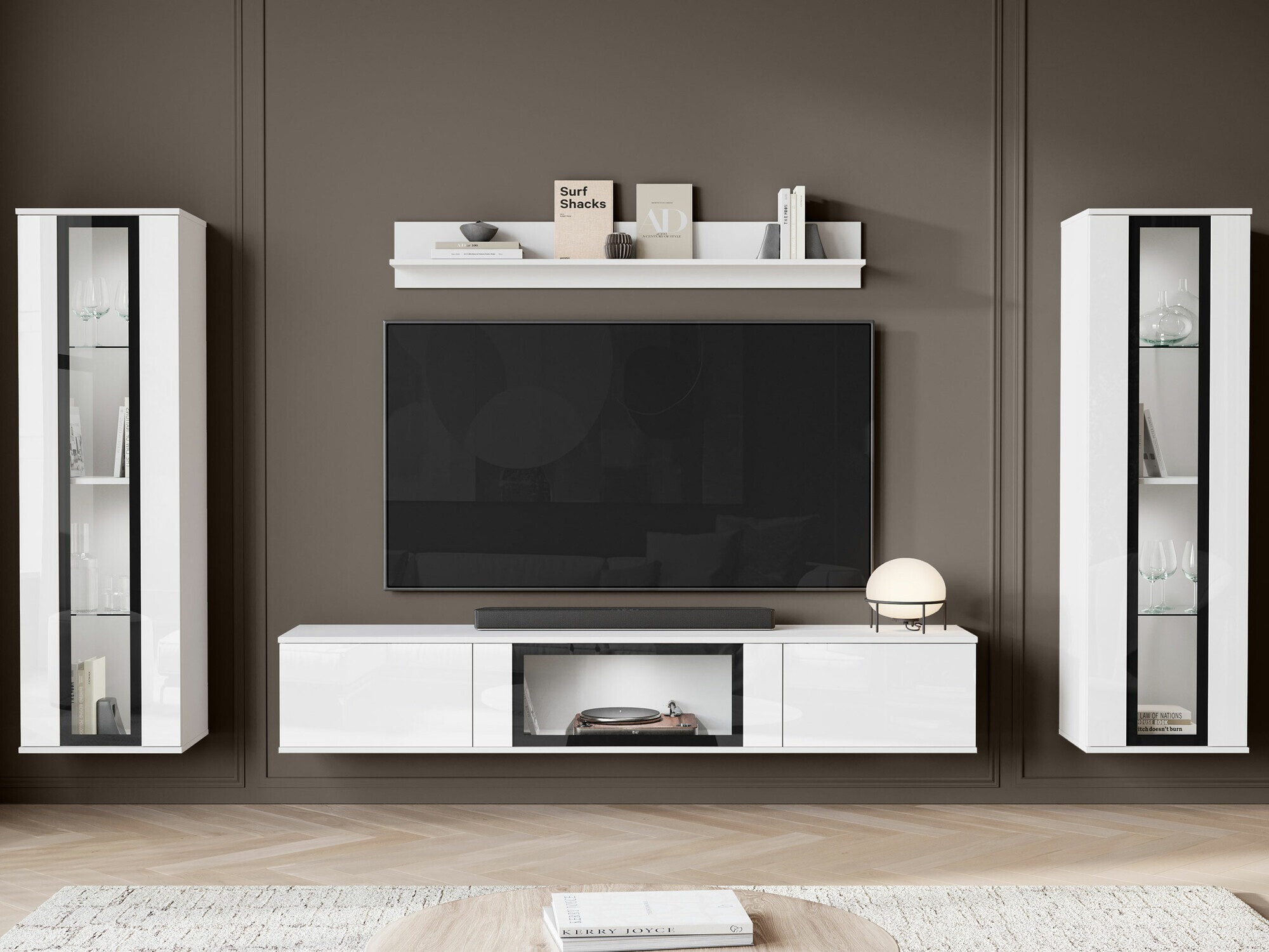 Stuemøbelsæt Torcame 103 (Hvid + Glansfuld hvid)