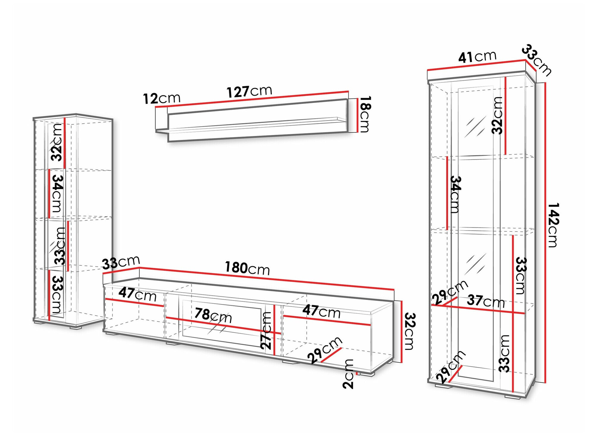 Stuemøbelsæt Torcame 103 (Wotan eg + Glansfuld hvid)