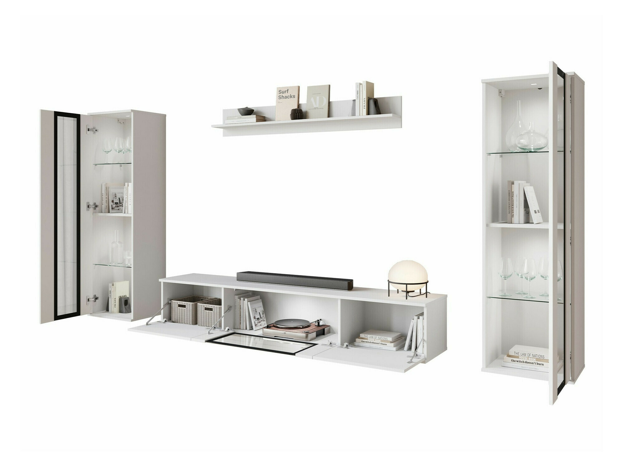 Stuemøbelsæt Torcame 103 (Wotan eg + Glansfuld hvid)