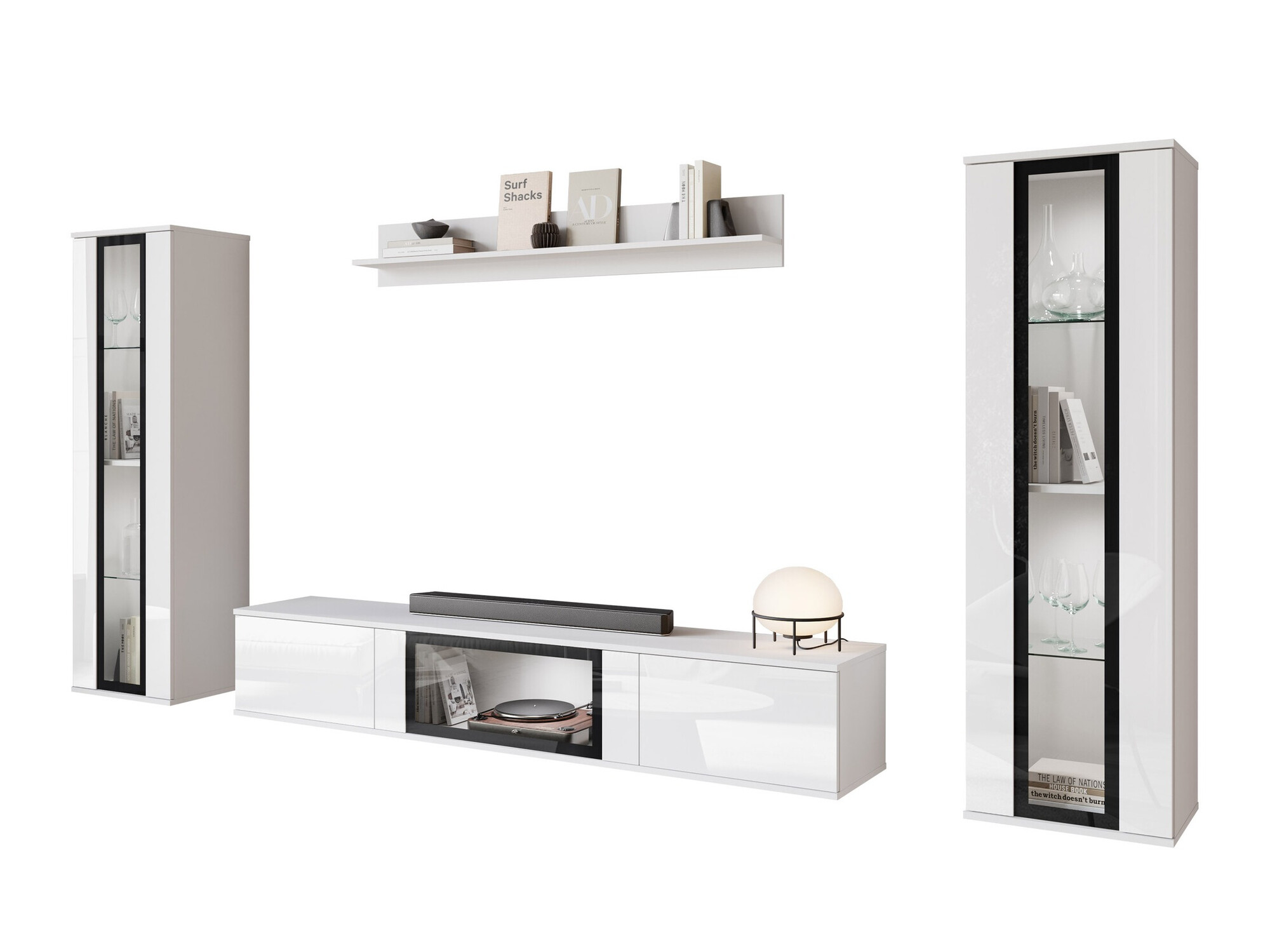 Stuemøblersæt Torcame 103 (Hvid + Glansfuld hvid)