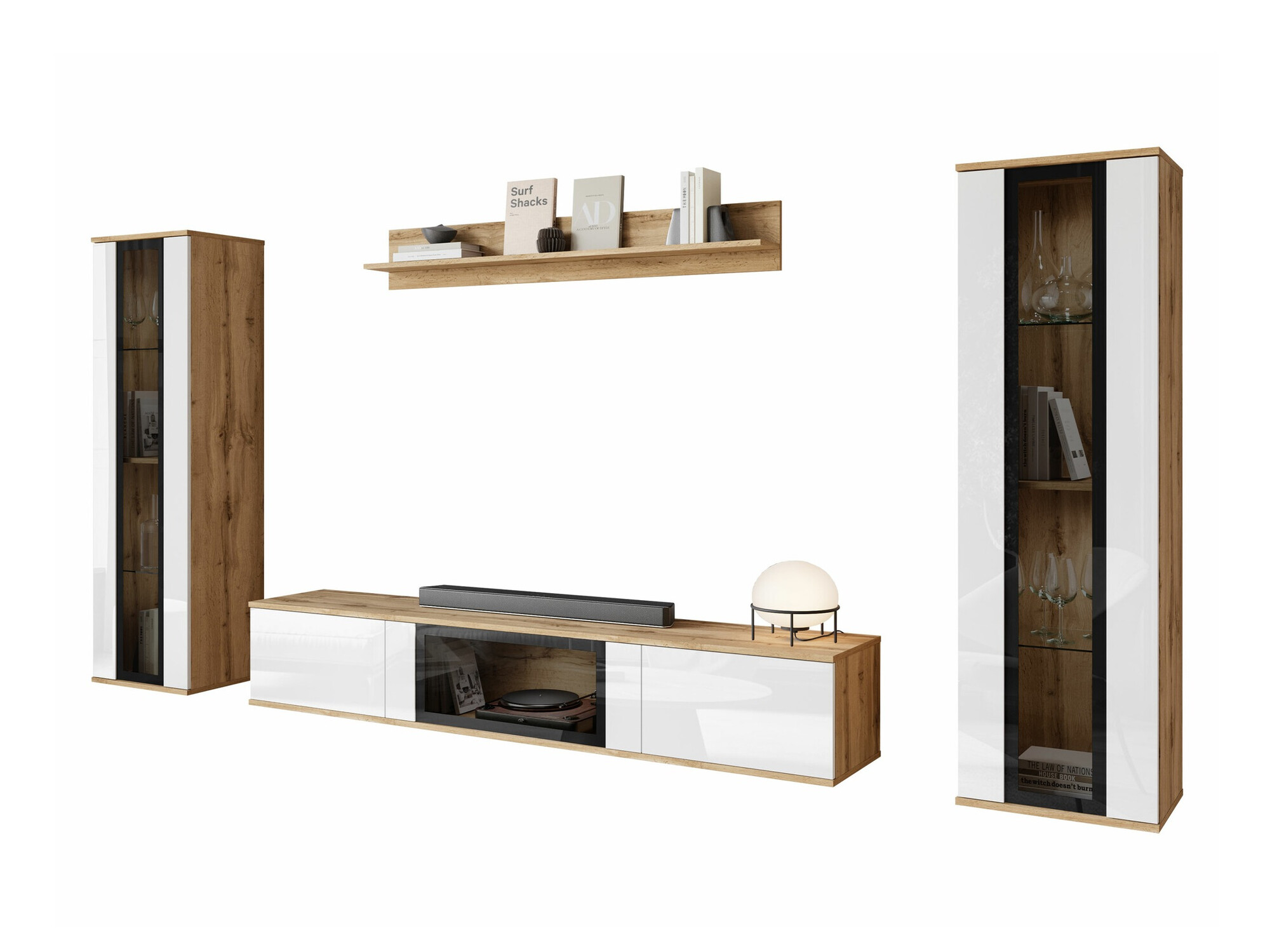 Stuemøblersæt Torcame 103 (Wotan eg + Glansfuld hvid)