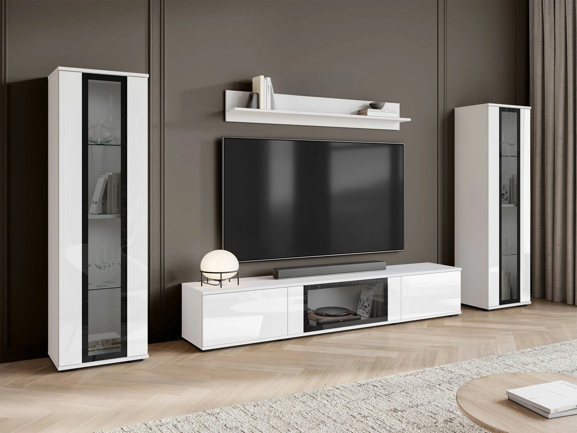 Stuemøbelsæt Torcame 103 (Hvid + Glansfuld hvid)