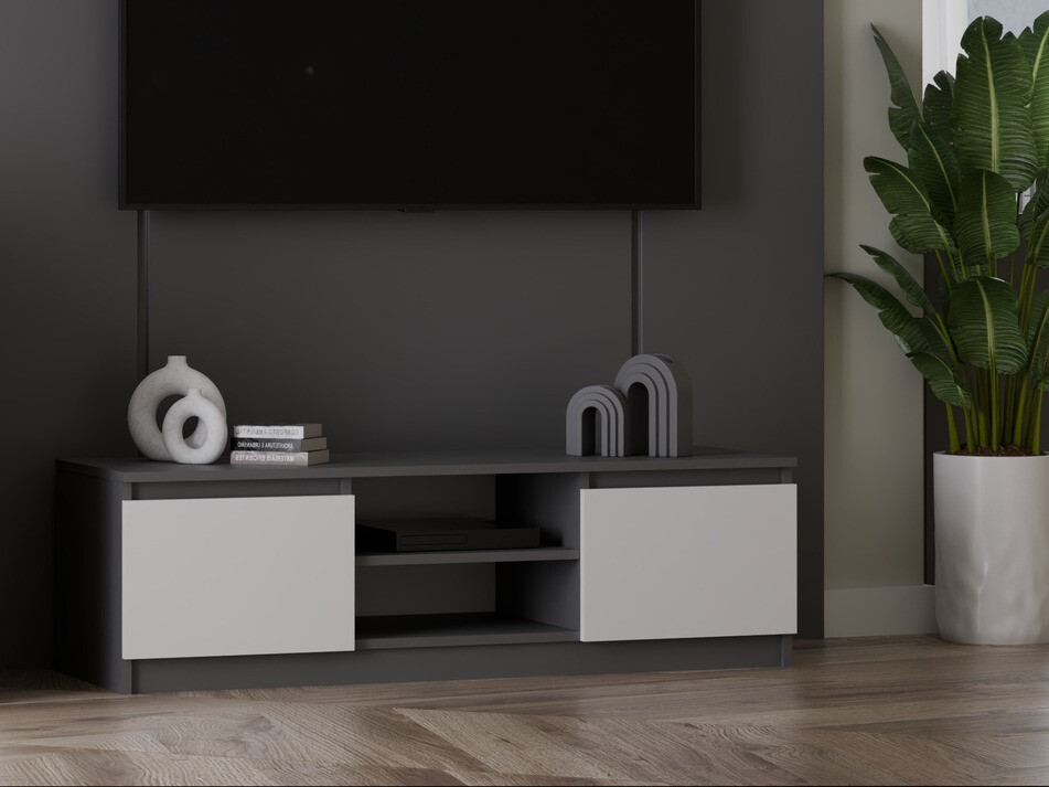 TV-bord Elbvelu 123 (Antracit + Hvid)