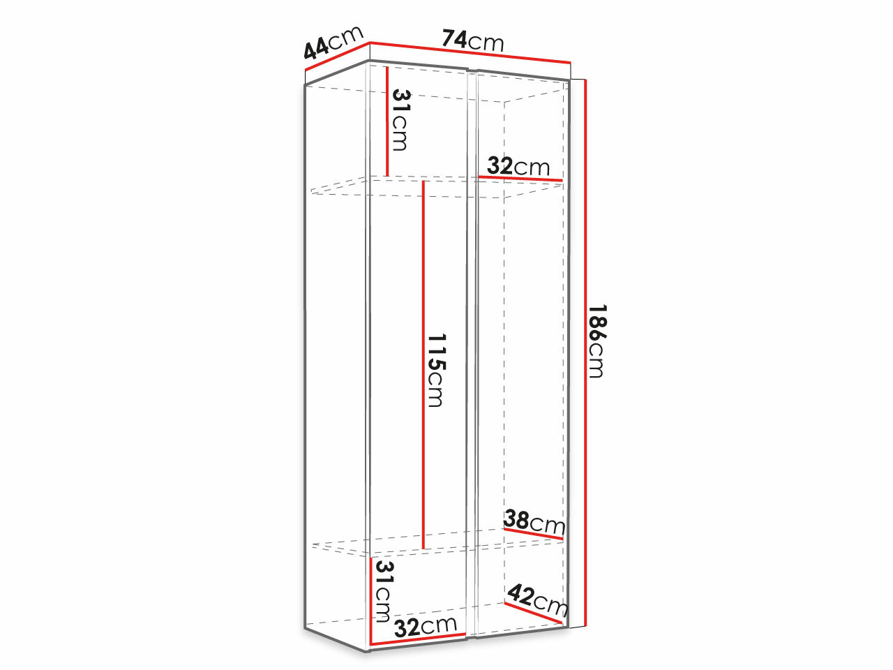 Garderobeskab Pinis I (Artisan eg + Sort)