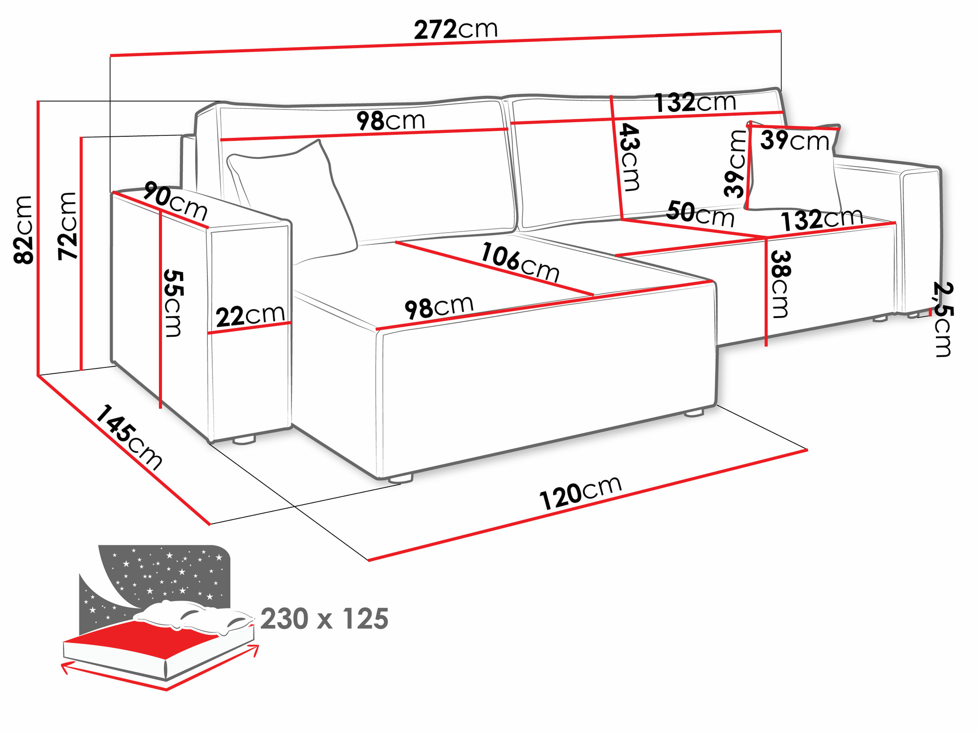 Hjørnesofa Vespes II (Poso 100)