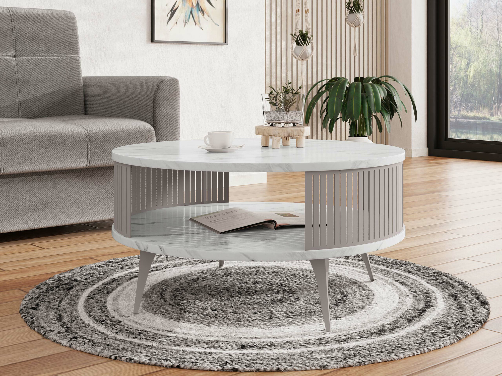 Sofabord Vitum VI (Kashmir + Hvid marmor)