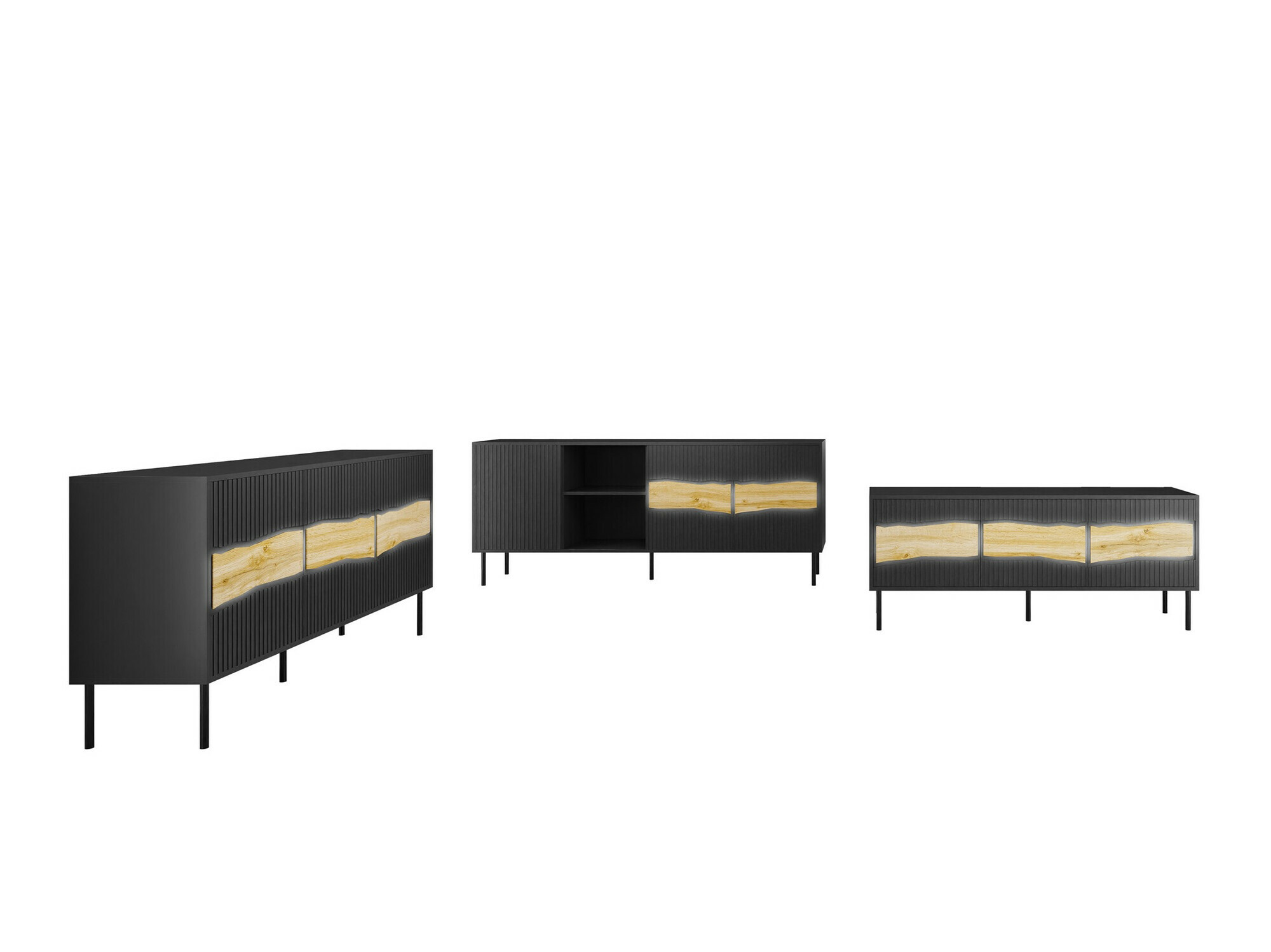 Stuemøbelsæt Monevare 105 (Sort + Wotan eg)