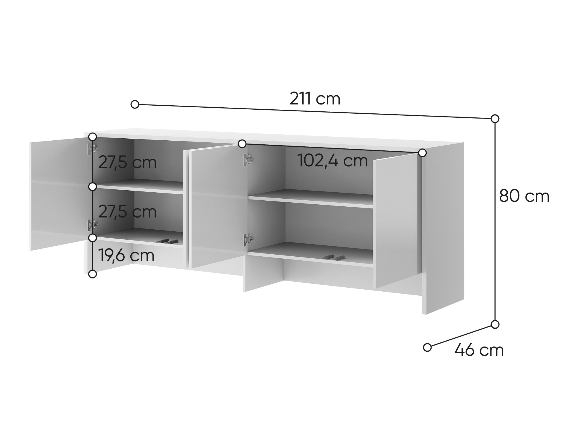 Skænk Concept Pro Lenart Levfere 119 (Hvid + Glansfuld hvid)
