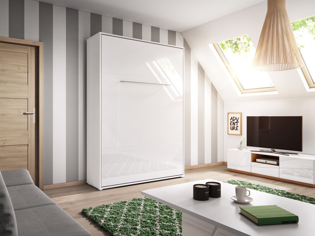 Vægseng Concept Pro Lenart III (Hvid + Glansfuld hvid)