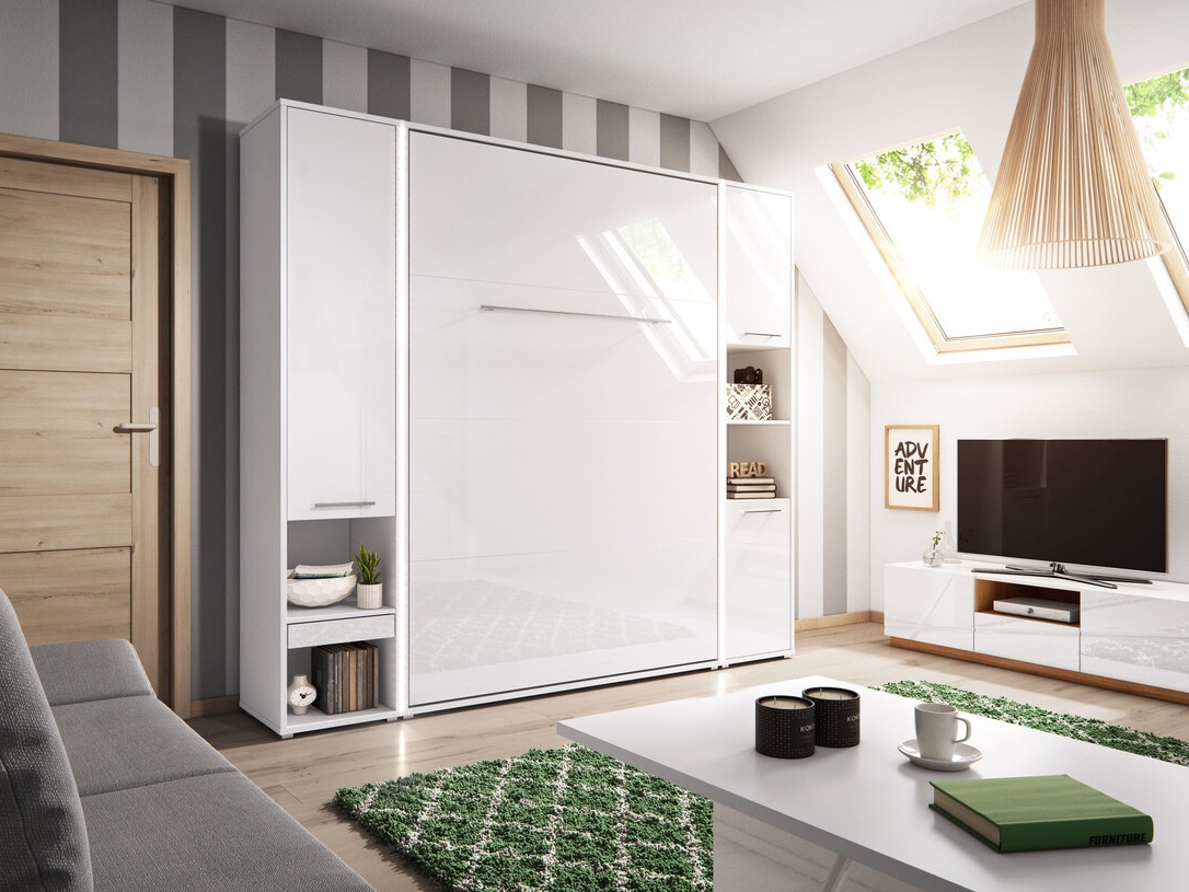 Vægseng Concept Pro Lenart III (Hvid + Glansfuld hvid)