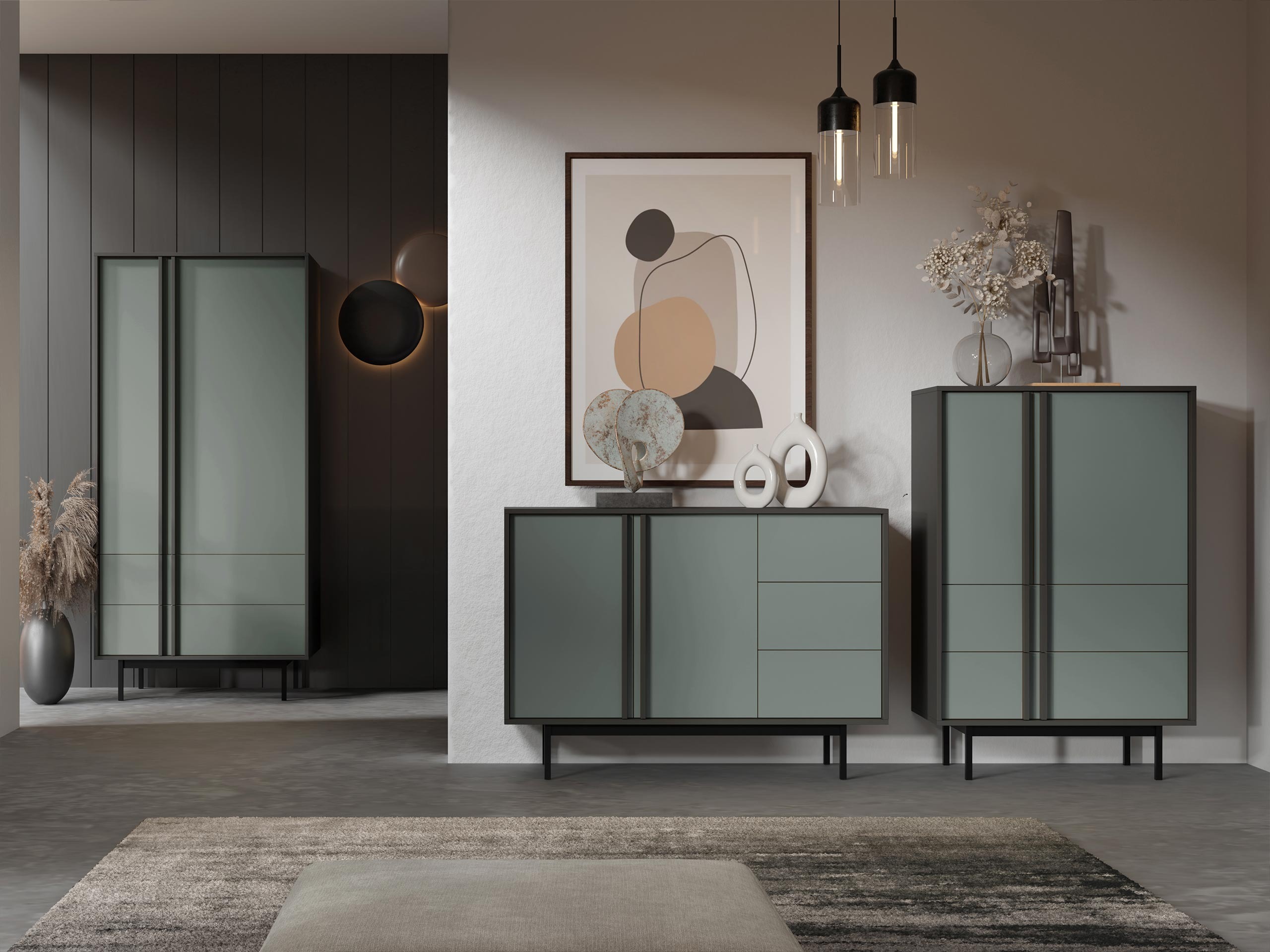 Stuemøbelsæt Levali 116 (Støvet grøn)