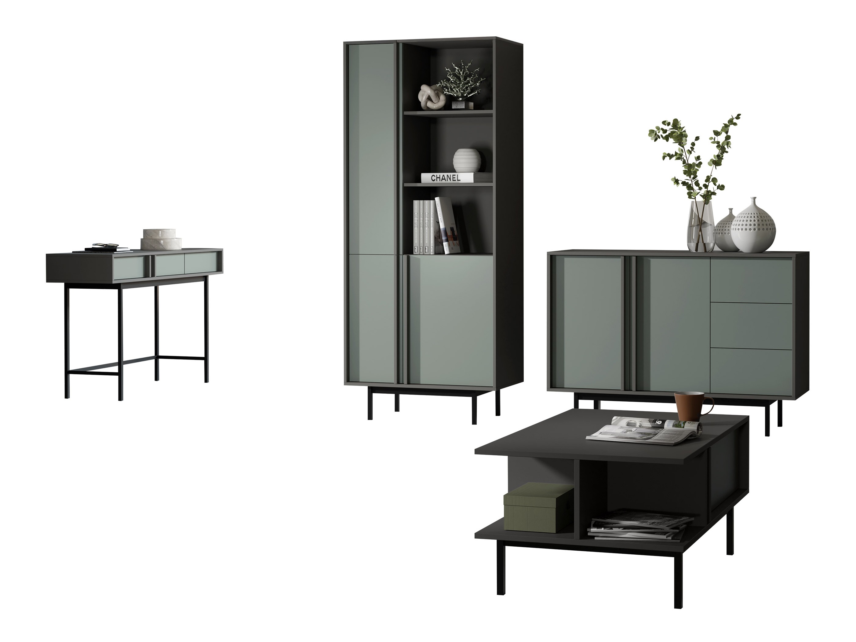 Stuemøbelsæt Levali 117 (Støvet grøn)