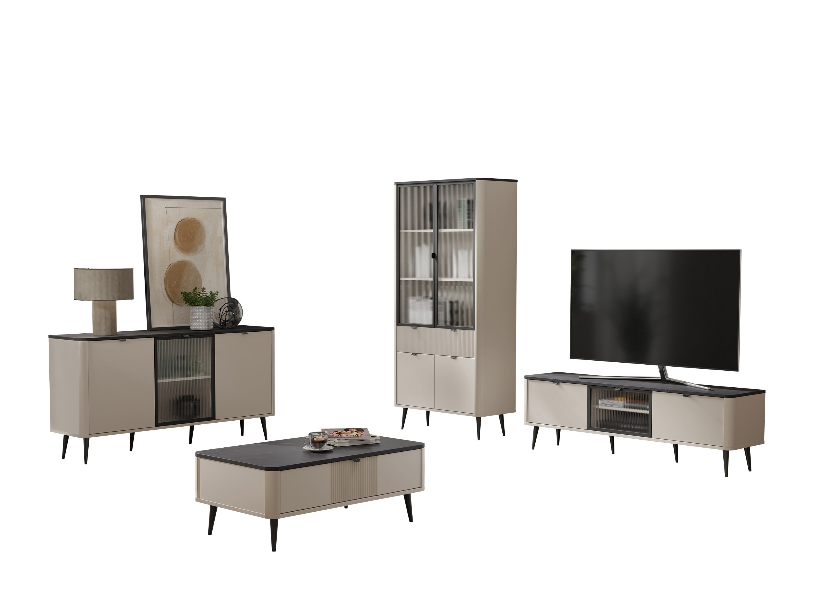 Stuemøbelsæt Lufela 120 (Kashmir + Grå marmor)