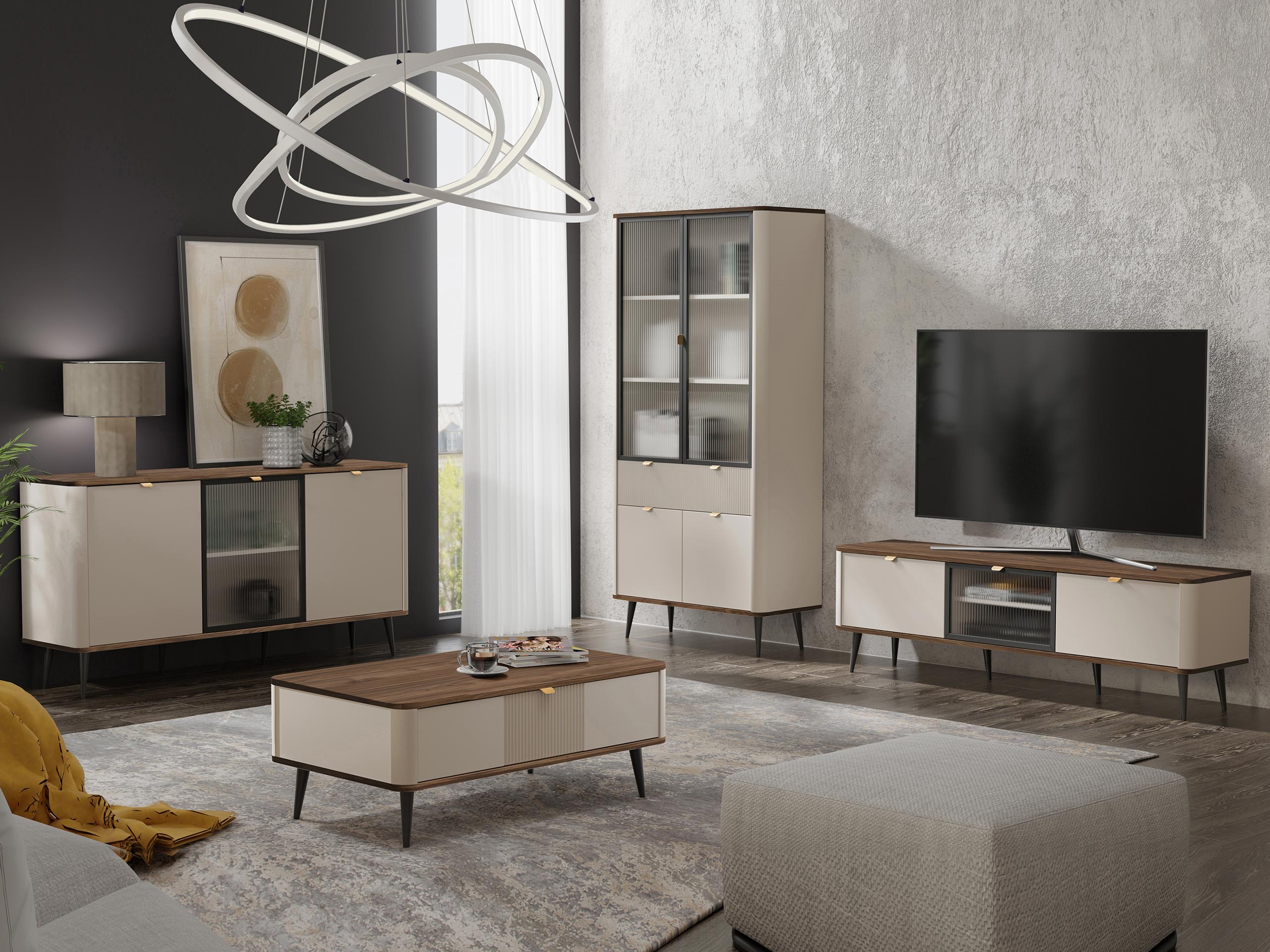 Stuemøbelsæt Lufela 120 (Kashmir + Valnød)