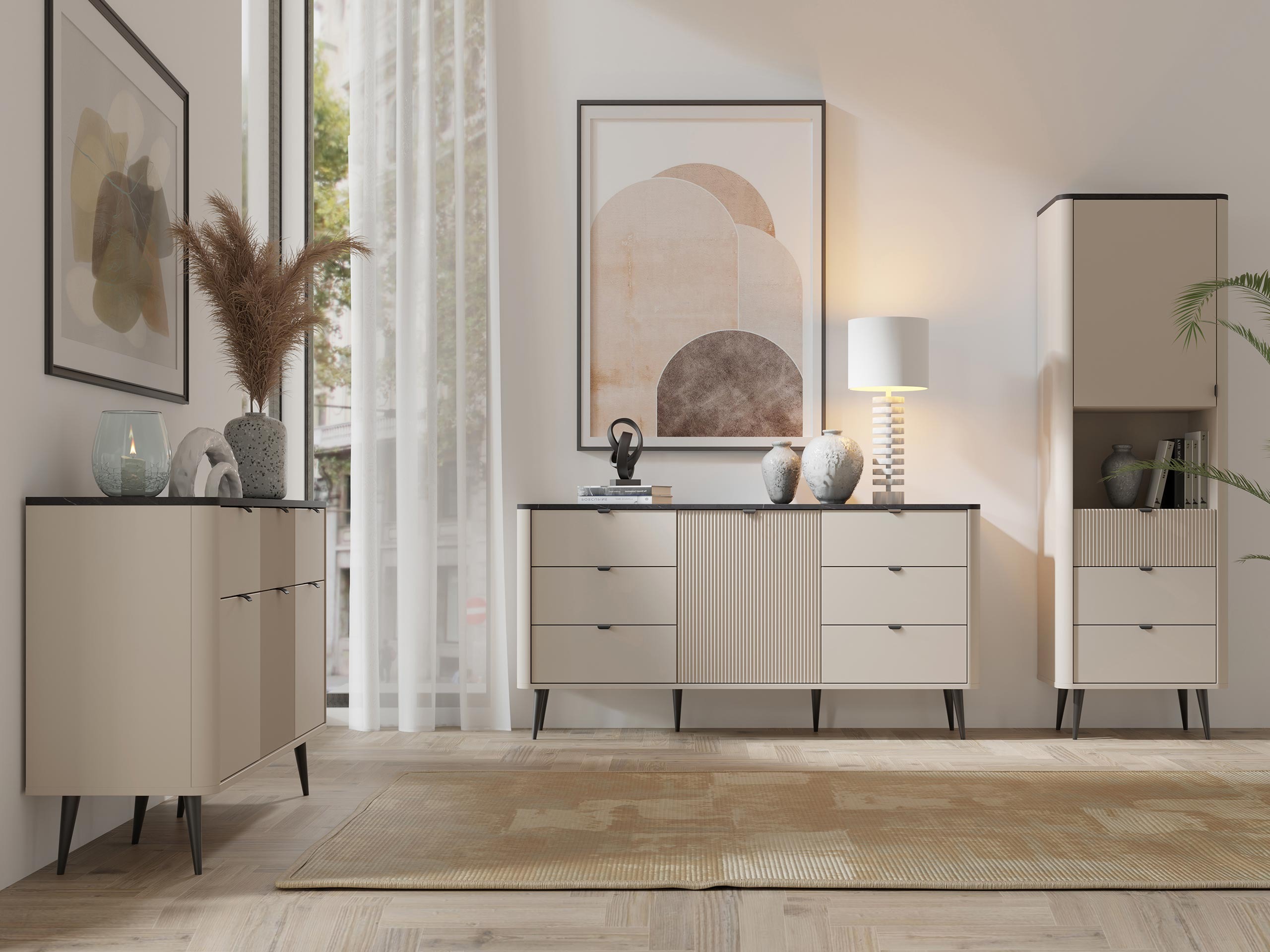 Stuemøbelsæt Lufela 122 (Kashmir + Grå marmor)