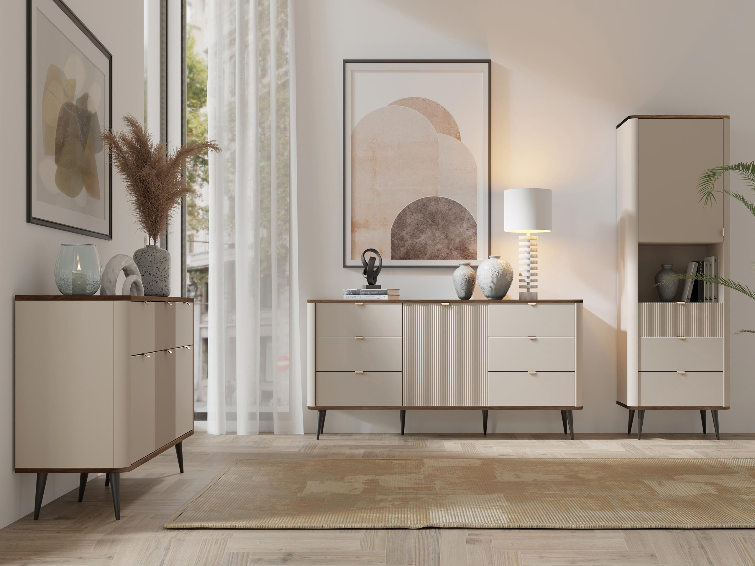 Stuemøbelsæt Lufela 122 (Kashmir + Valnød)