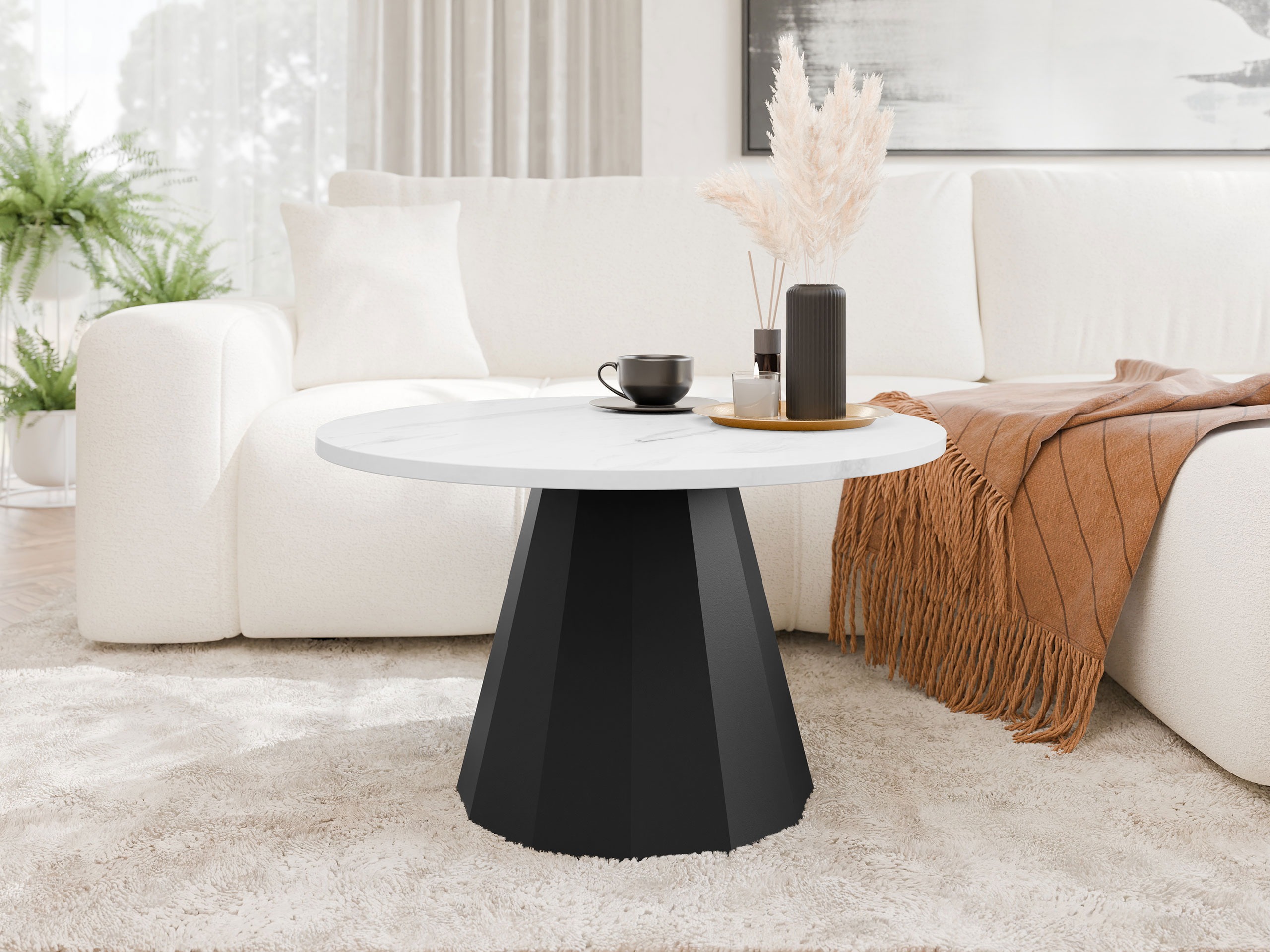 Sofabord Oswego 139 (Sort + Hvid marmor)
