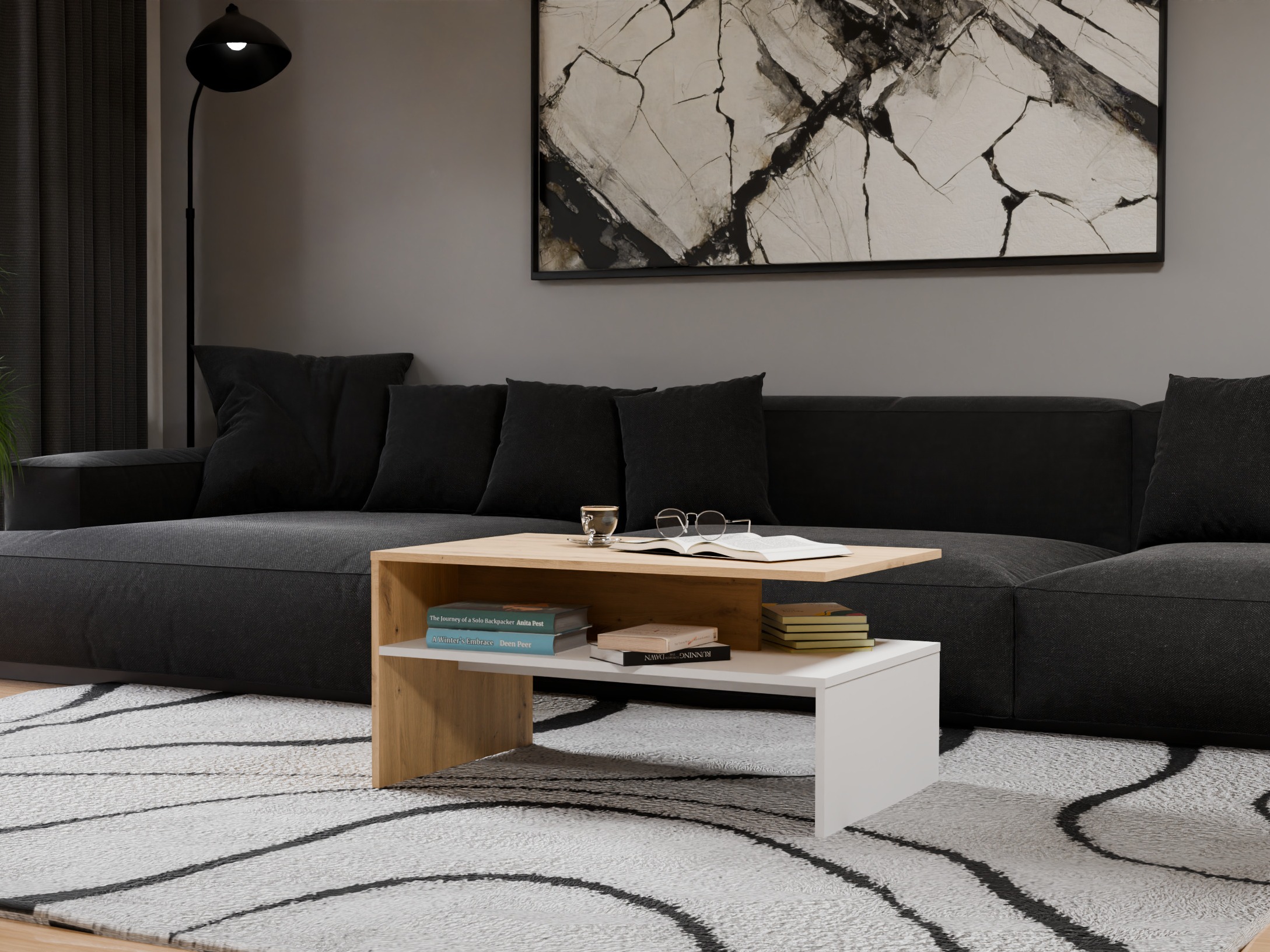 Sofabord Mandeville 199 (Artisan eg + Hvid)