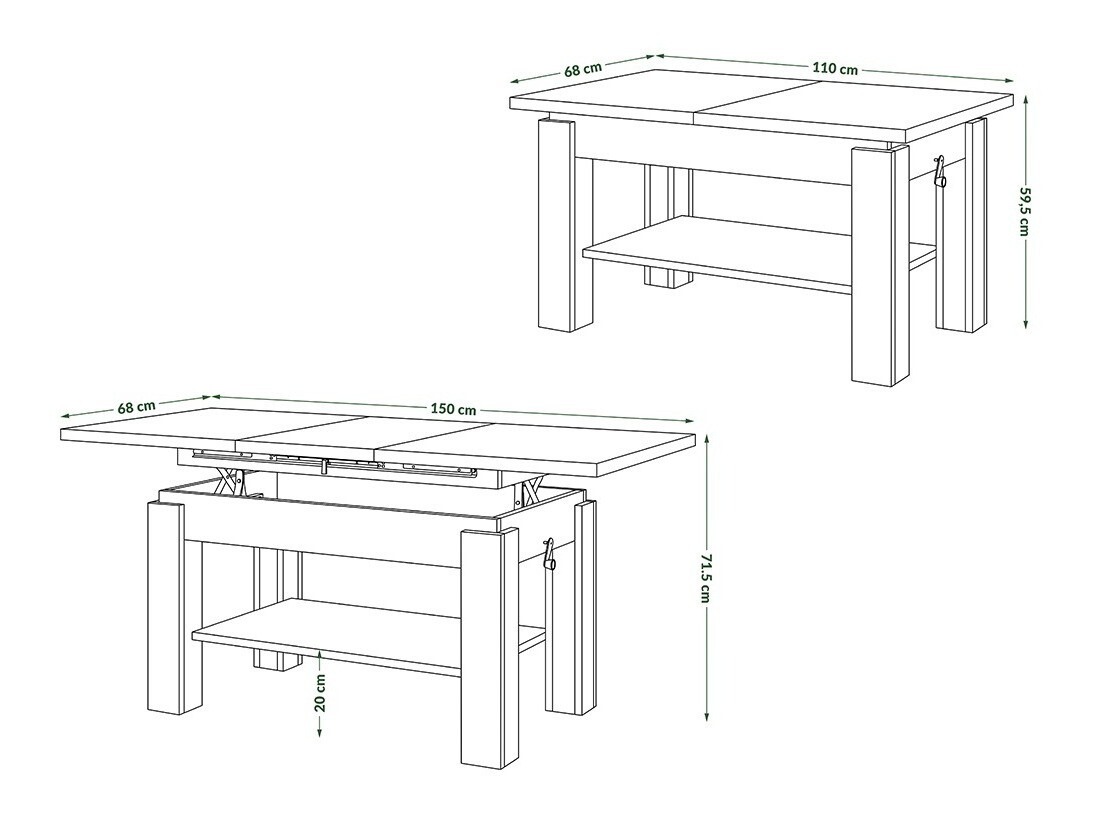 Transformer sofabord Glendale 100 (Craft gylden eg)